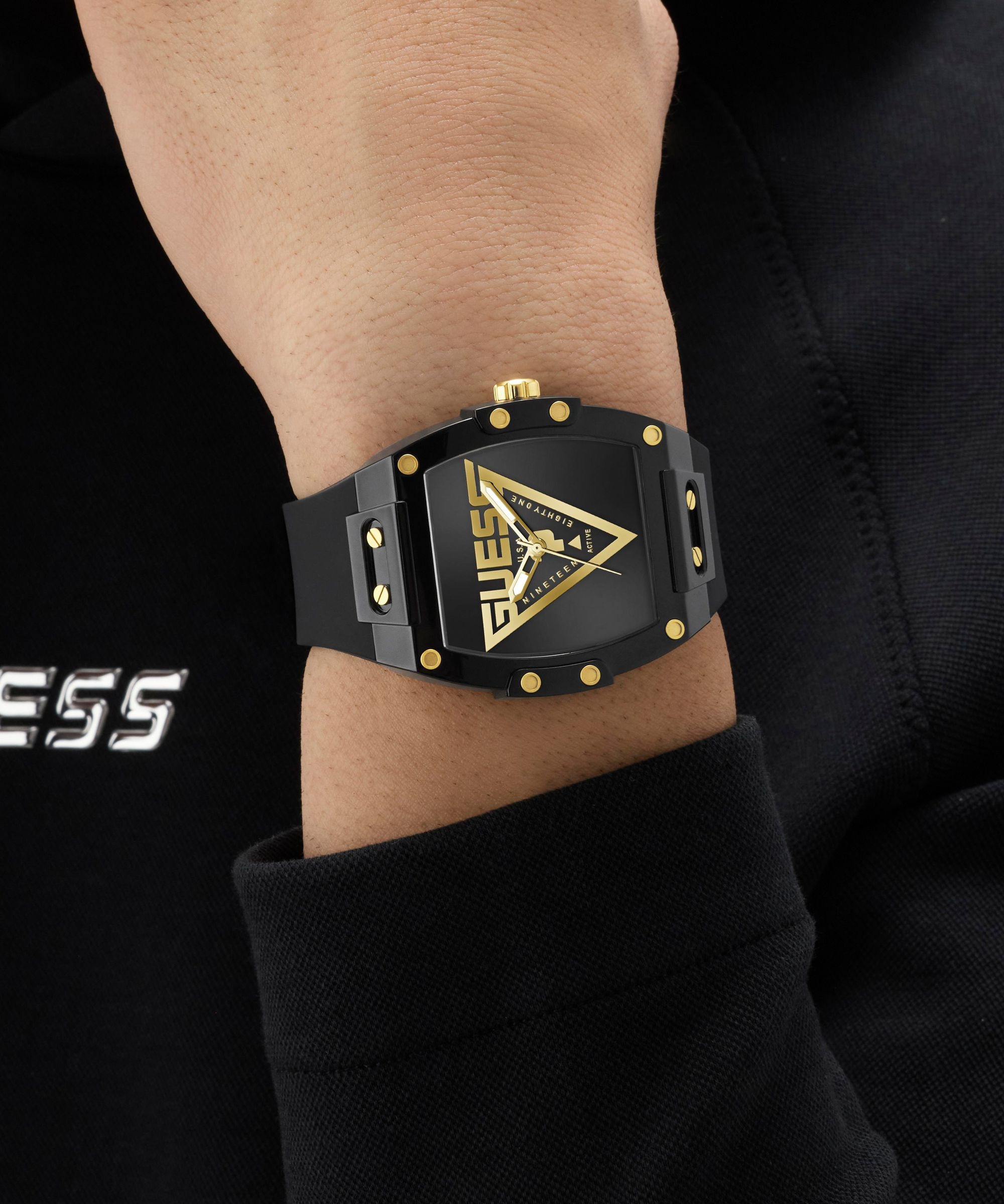 Guess Quarzuhr »PHOENIX« Armbanduhr, Herrenuhr, Silikonarmband, analog