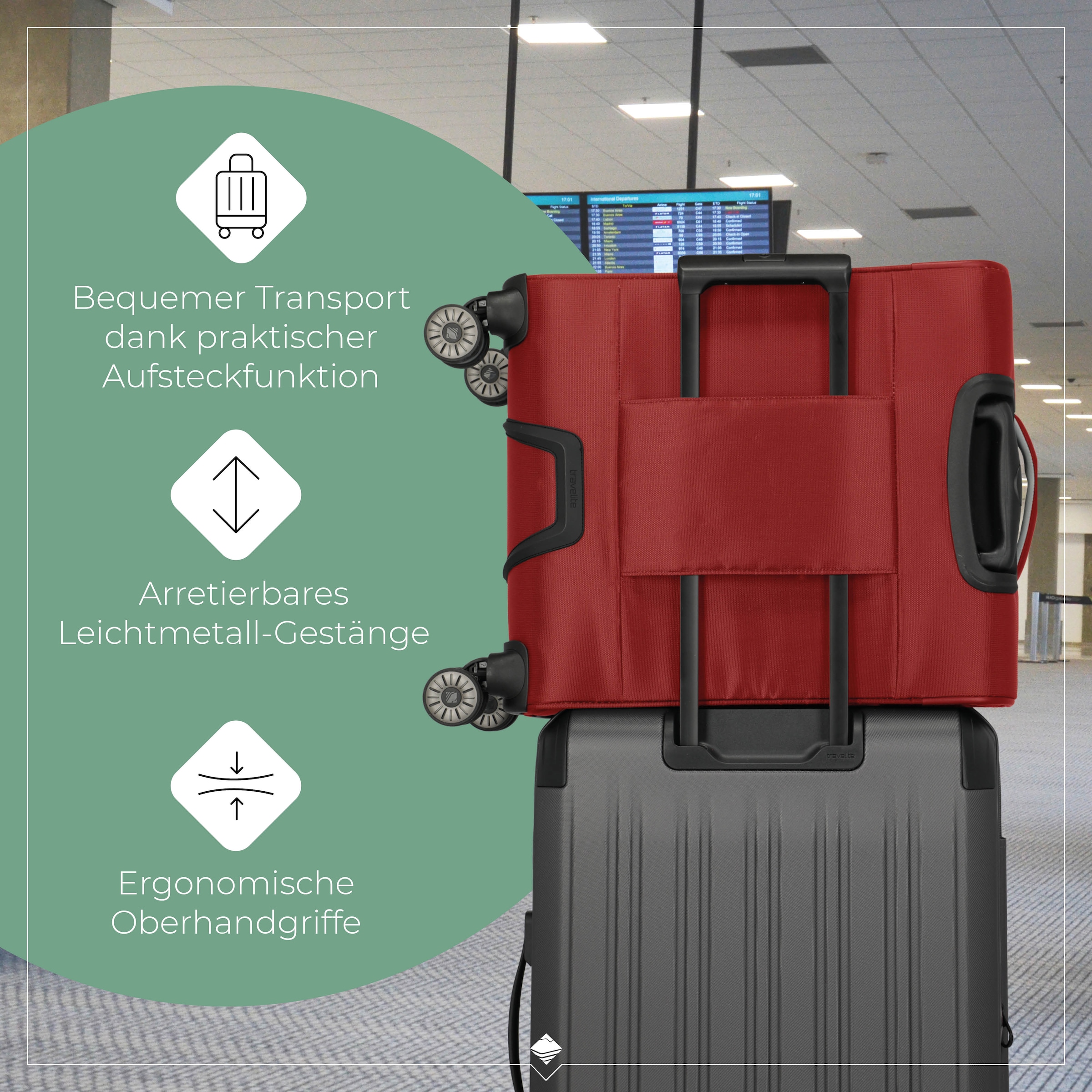 travelite Handgepäck-Trolley »JETPACK Max 4 Cabin Handgepäck Koffer« 41 l 4 Rollen Weichgepäck, passend für Ryanair, Condor und viele gängige Airlines
