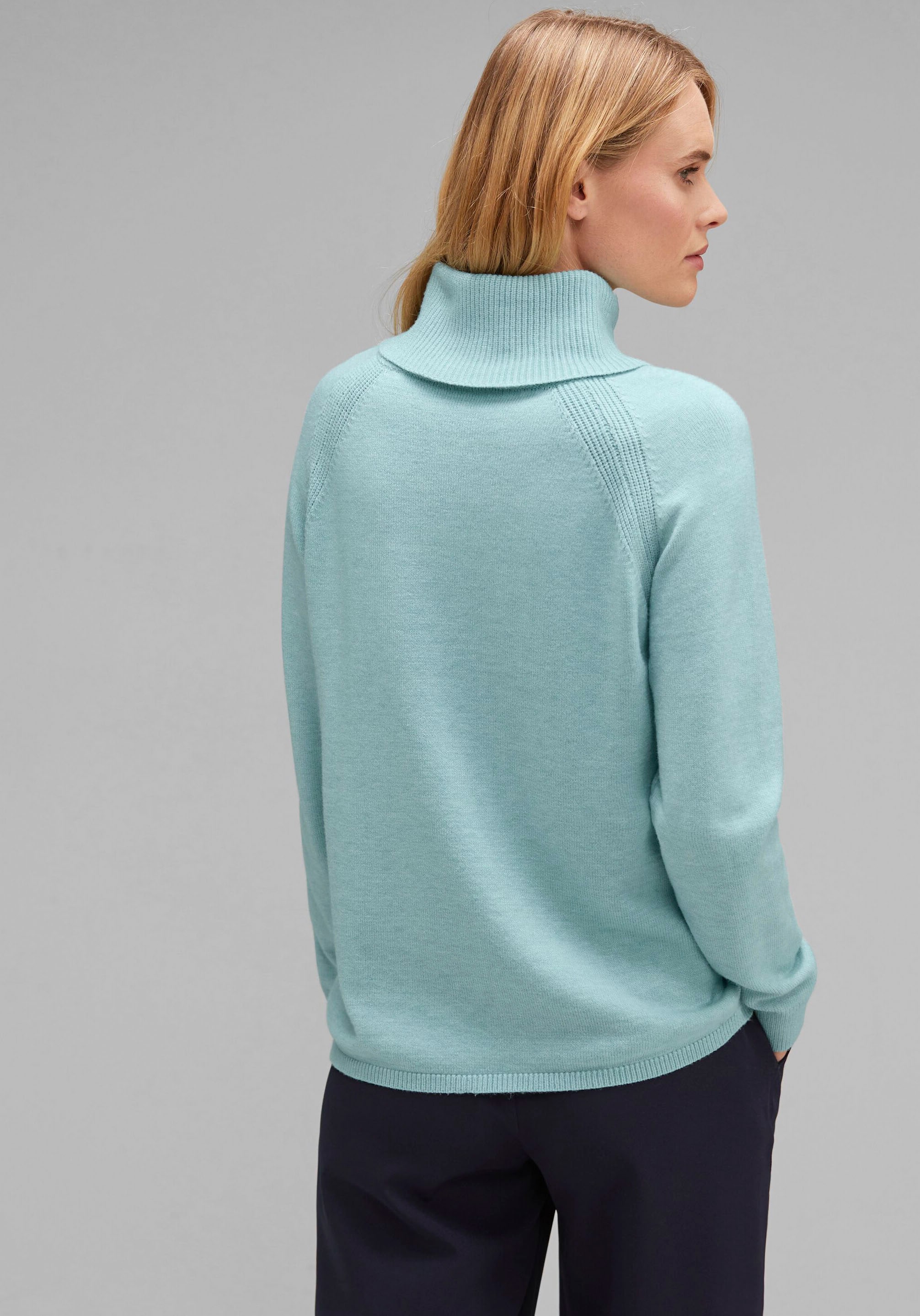 STREET ONE Rollkragenpullover, mit Rippstrick Details