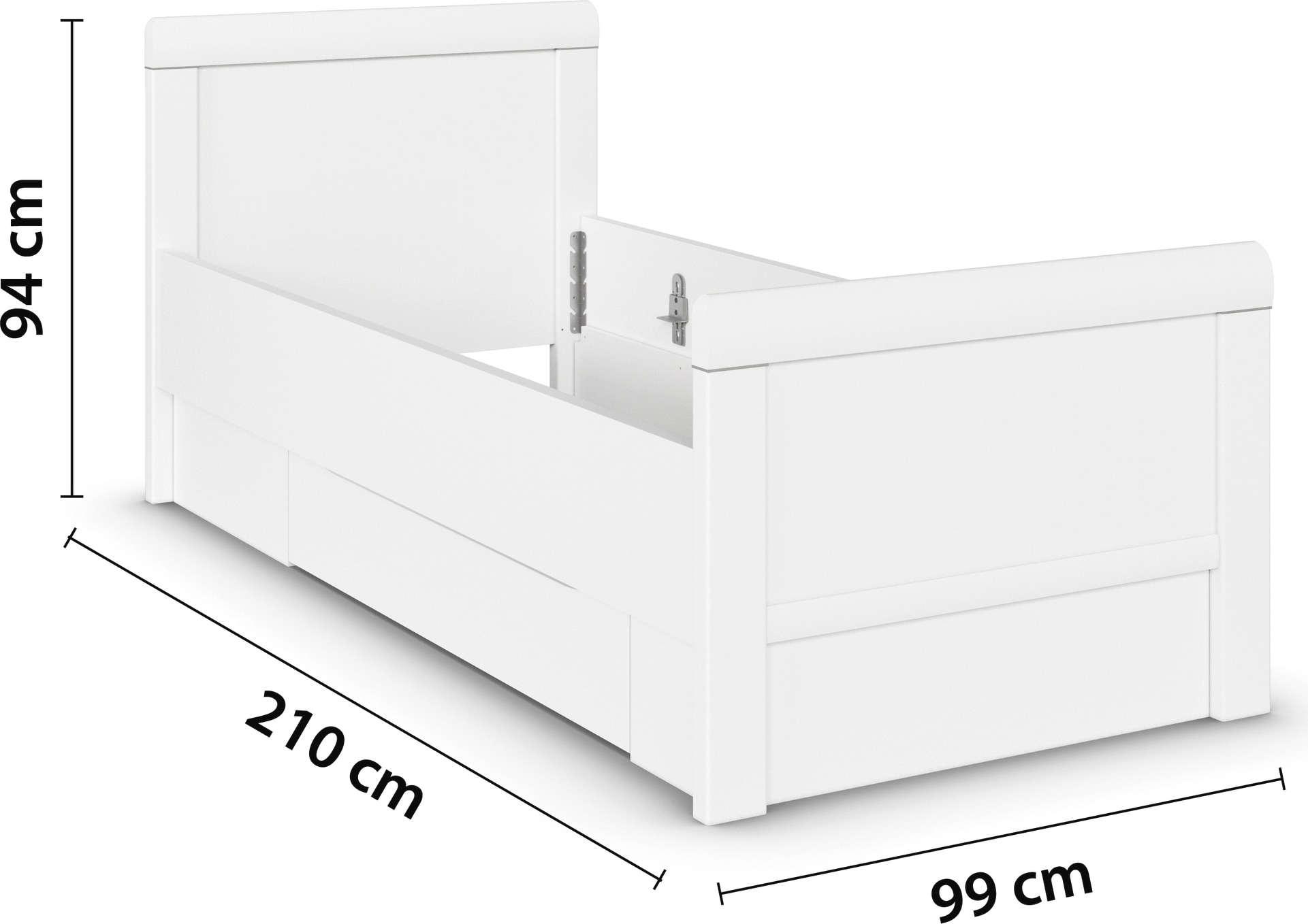 rauch Stauraumbett »Bett Einzelbett Stollenbett Bettkästen EVELYN«, in Komforthöhe mit Holzkopfteil sowie Schubladen MADE IN GERMANY