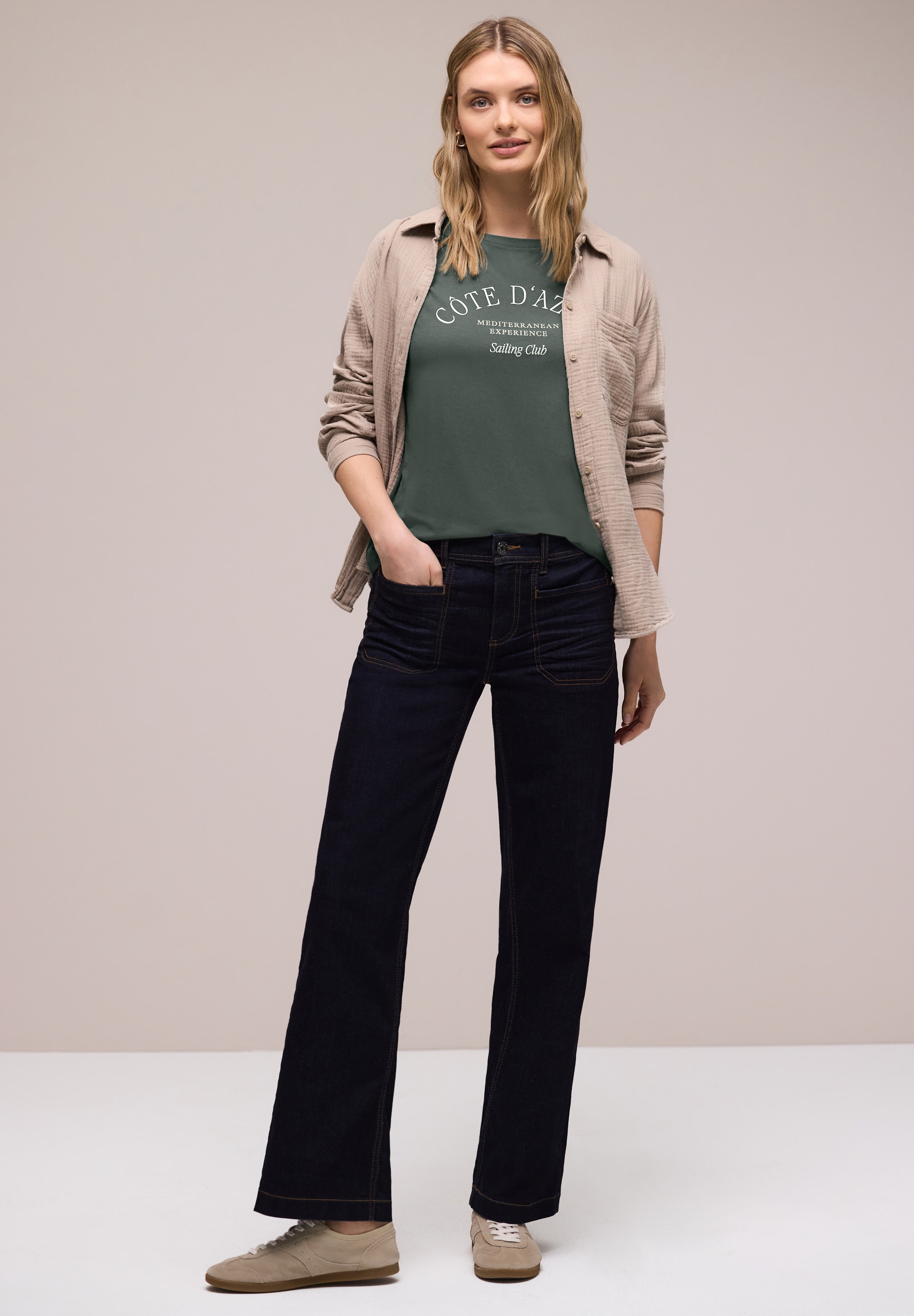 STREET ONE Rundhalsshirt Sommershirt mit Wording-Print