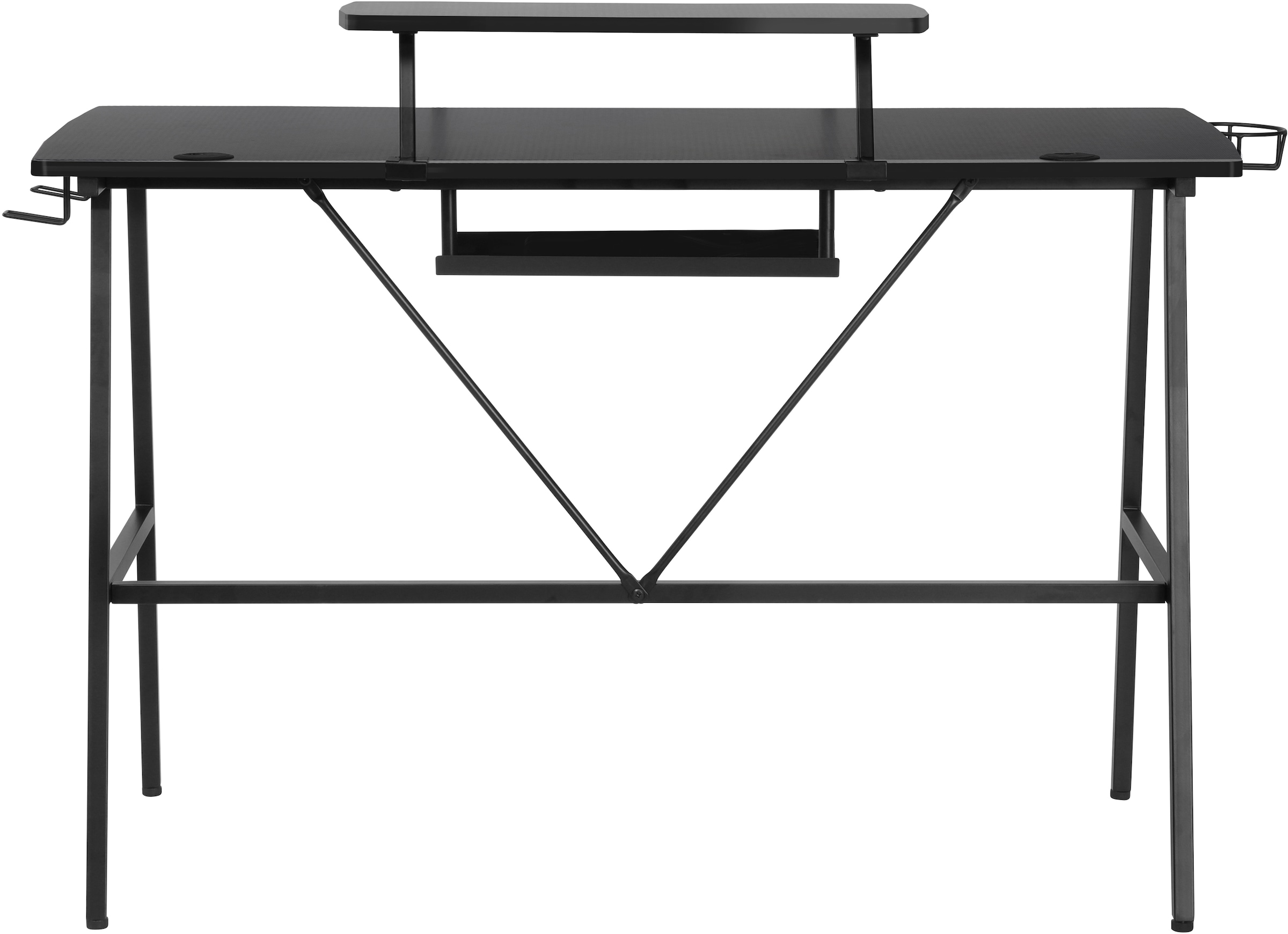 INOSIGN Gamingtisch »STREAKY, Schreibtisch, Computertisch, Kabeldurchlass, 2 Kopfhörerhaken«,Getränkehalter, Monitoraufsatz, Kabelführung, Breite 120 cm