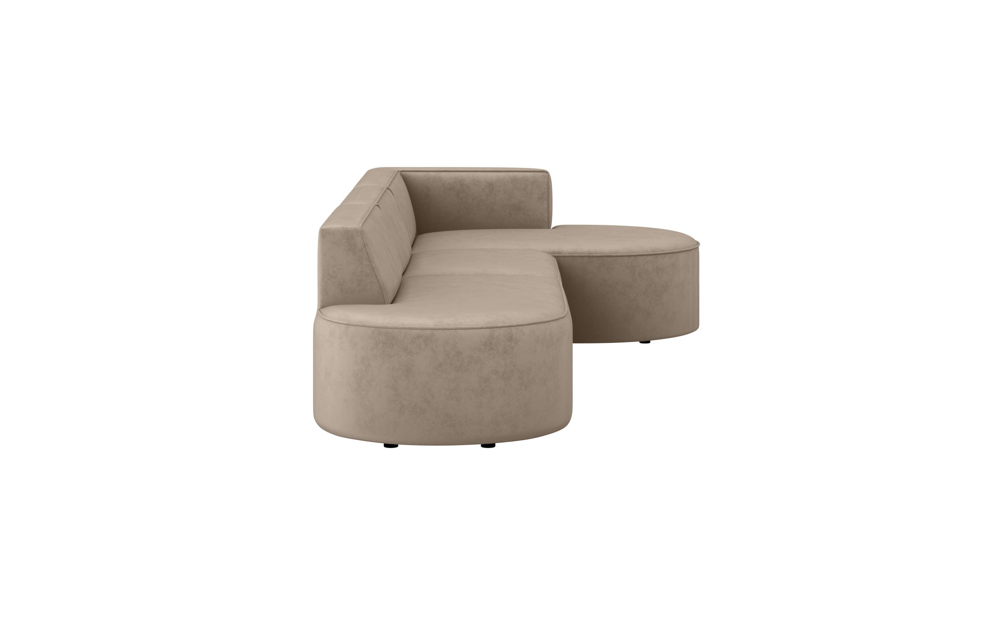 andas Ecksofa »EIVIND Designer Sofa mit Ottomane rechts/links, B/T/H: 343/159/72 cm«, L-Form mit Wellenunterfederung, auch in Feincord und Bouclé