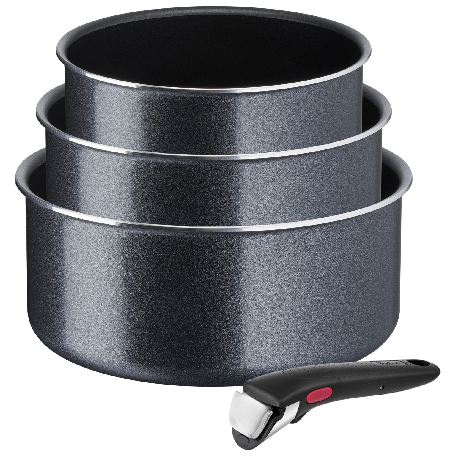 Tefal Topf-Set »Ingenio XL Force, Topfset abnehmbarer Griff, nicht induktionsgeeignet« Set, 3x Stielkasserollen Ø 16/18/20 cm, 1x abnehmbarer Griff, 4