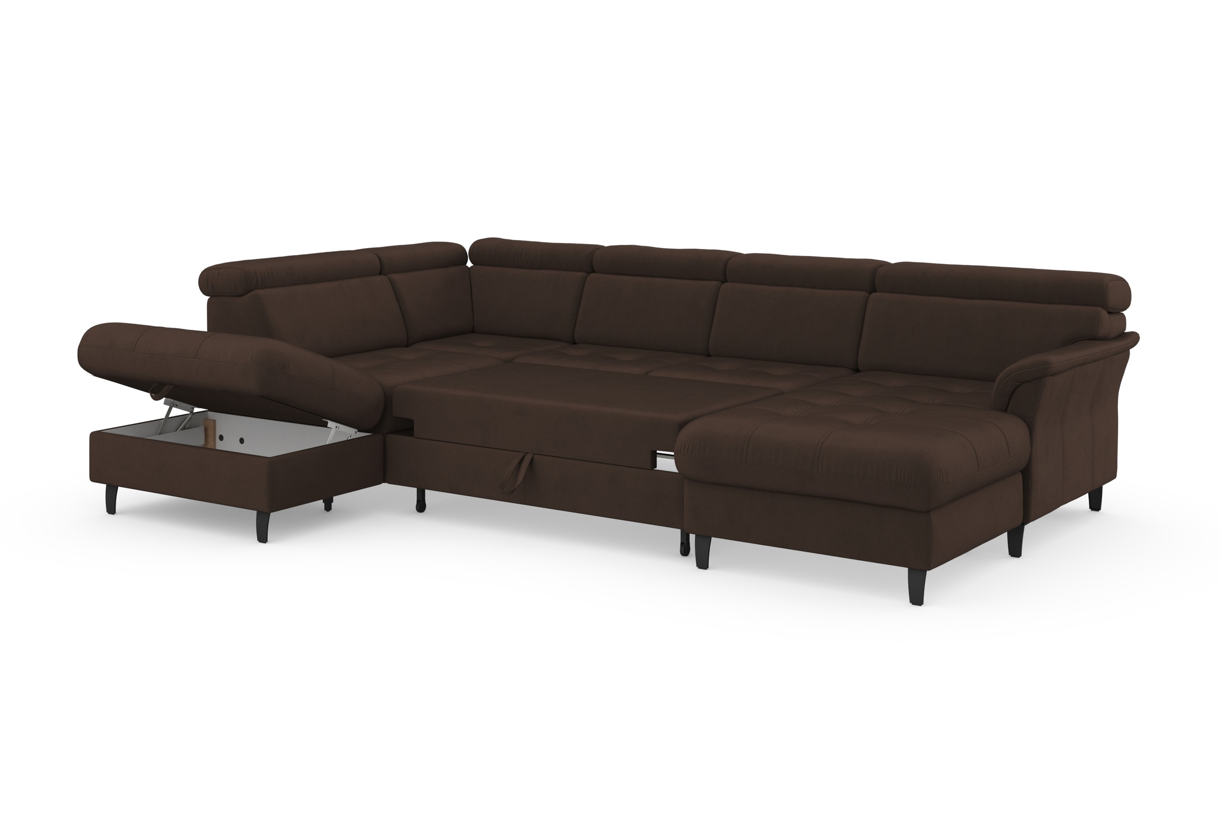 sit&more Wohnlandschaft »Marano U-Form«, inklusive Kopfteilverstellung, wahlweise mit Bettfunktion, Bettkasten