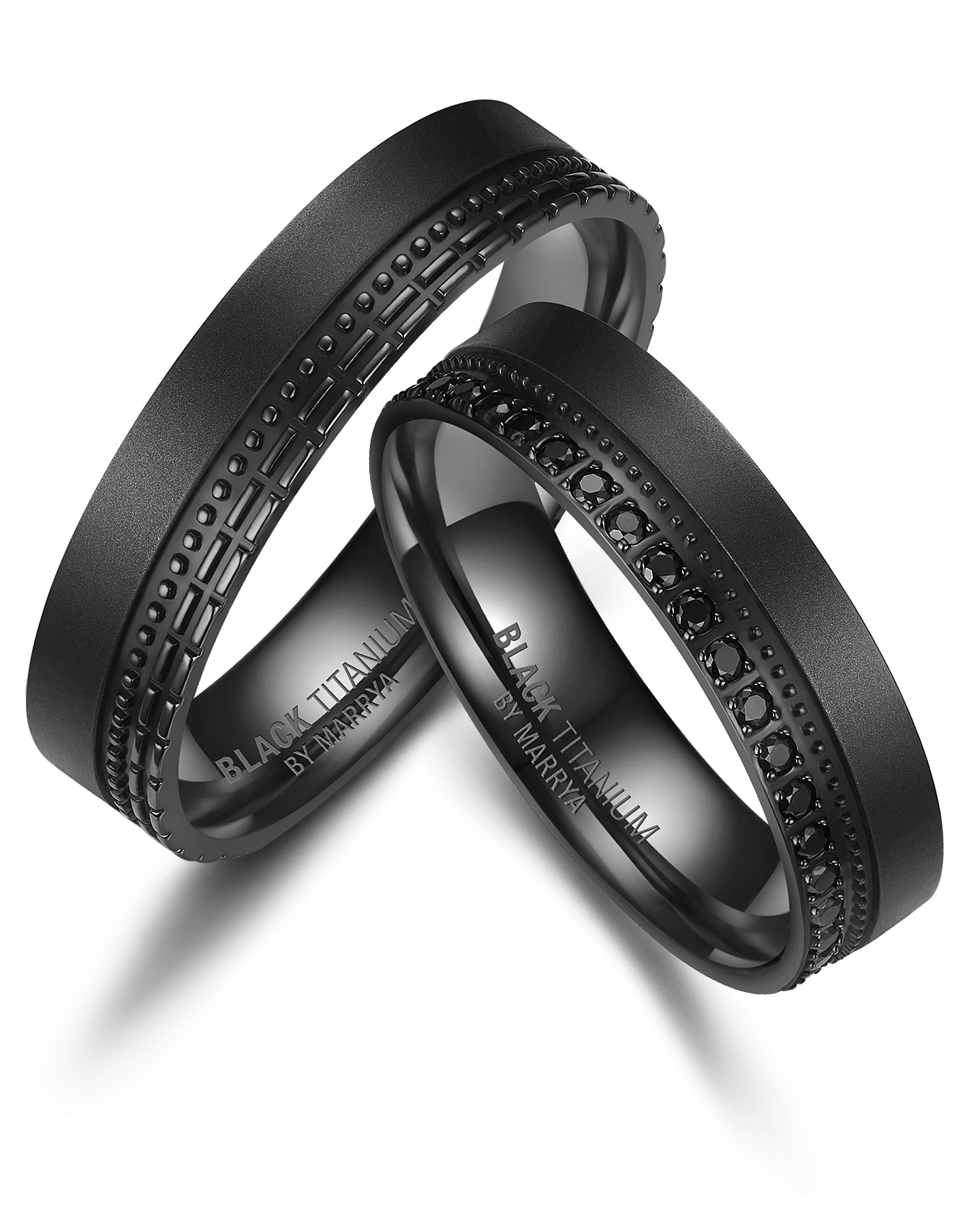 Perlenring »BLACK TITANIUM by MARRYA Black Titanium - Zirkonium Trauring Ehering...