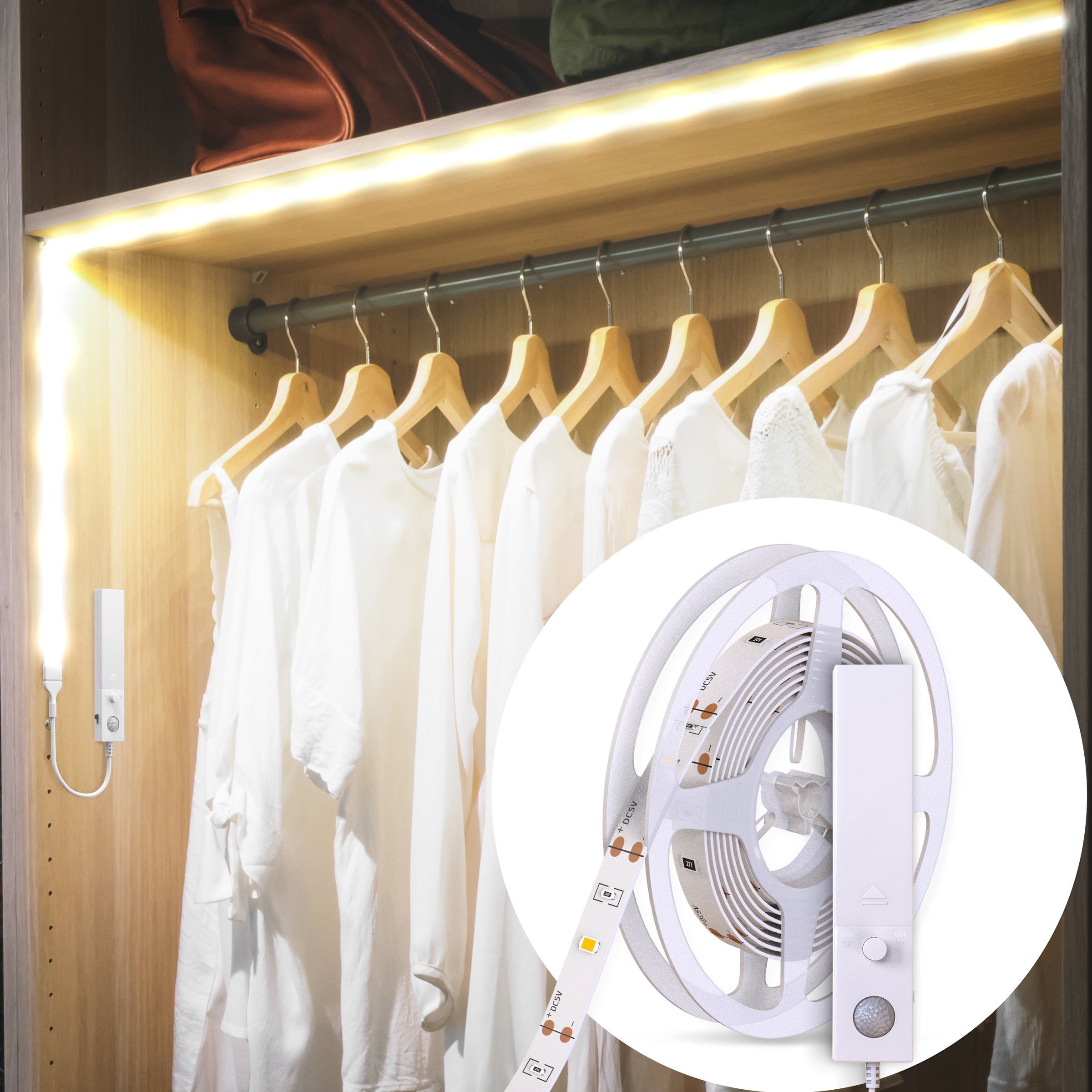 LED-Streifen, 1m LED Band/Stripe Schrank-Beleuchtung mit Bewegungsmelder