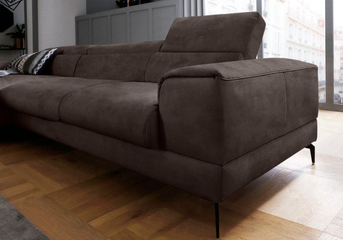 W.SCHILLIG Ecksofa »piedroo, Designsofa mit tollem Sitzkomfort, bequem, L-Form«, Kopfteilverstellung, wahlweise mit Sitztiefenverstellung, Breite 343cm