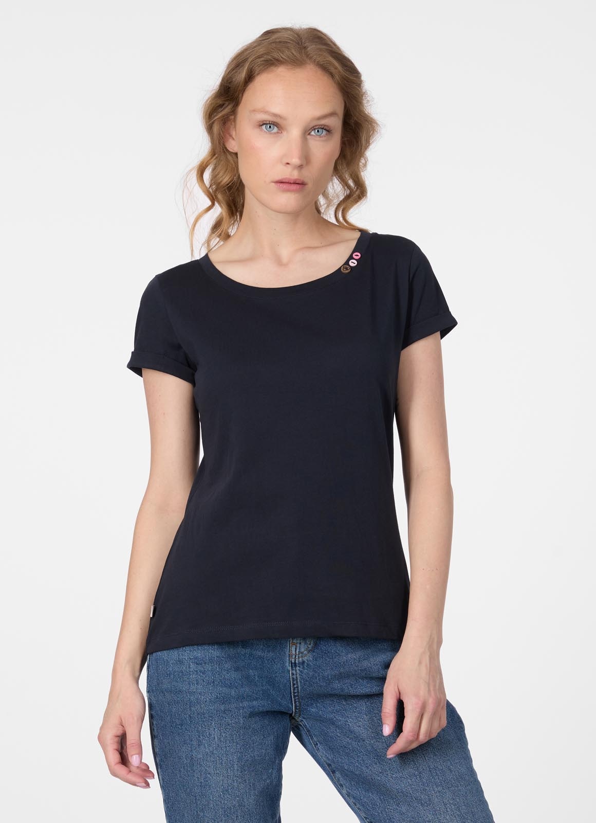 Ragwear Kurzarmshirt »FLLORAH GOTS« Bestseller aus Single Jersey mit softem Finish und Knöpfen