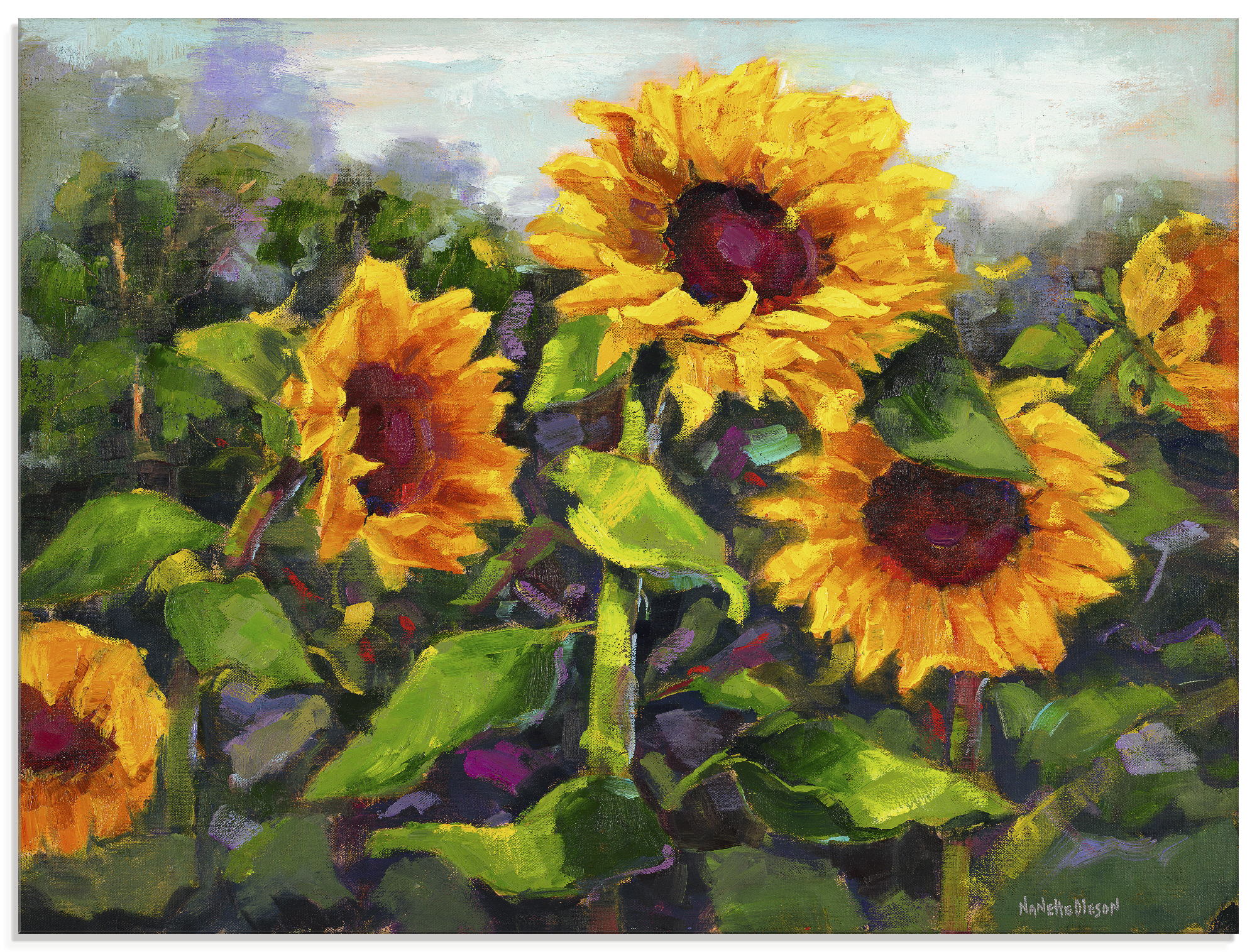Artland Glasbild »Das Erwachen der Sonnenblumen IV«, Blumen, (1 St.)