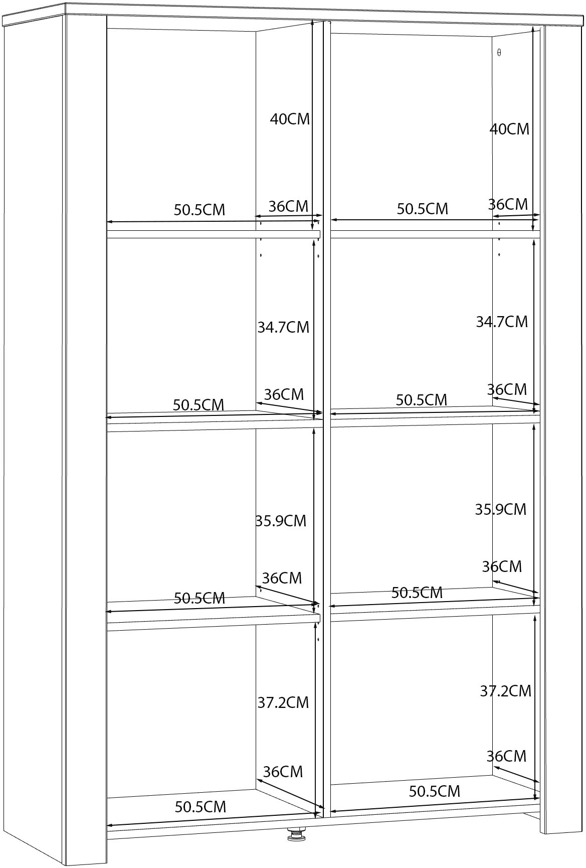 FORTE Highboard »Bohol, Vitrine mit Glastüre, viel Stauraum« B/H/T 106,4/160,6/42 cm Beleuchtung optional bestellbar