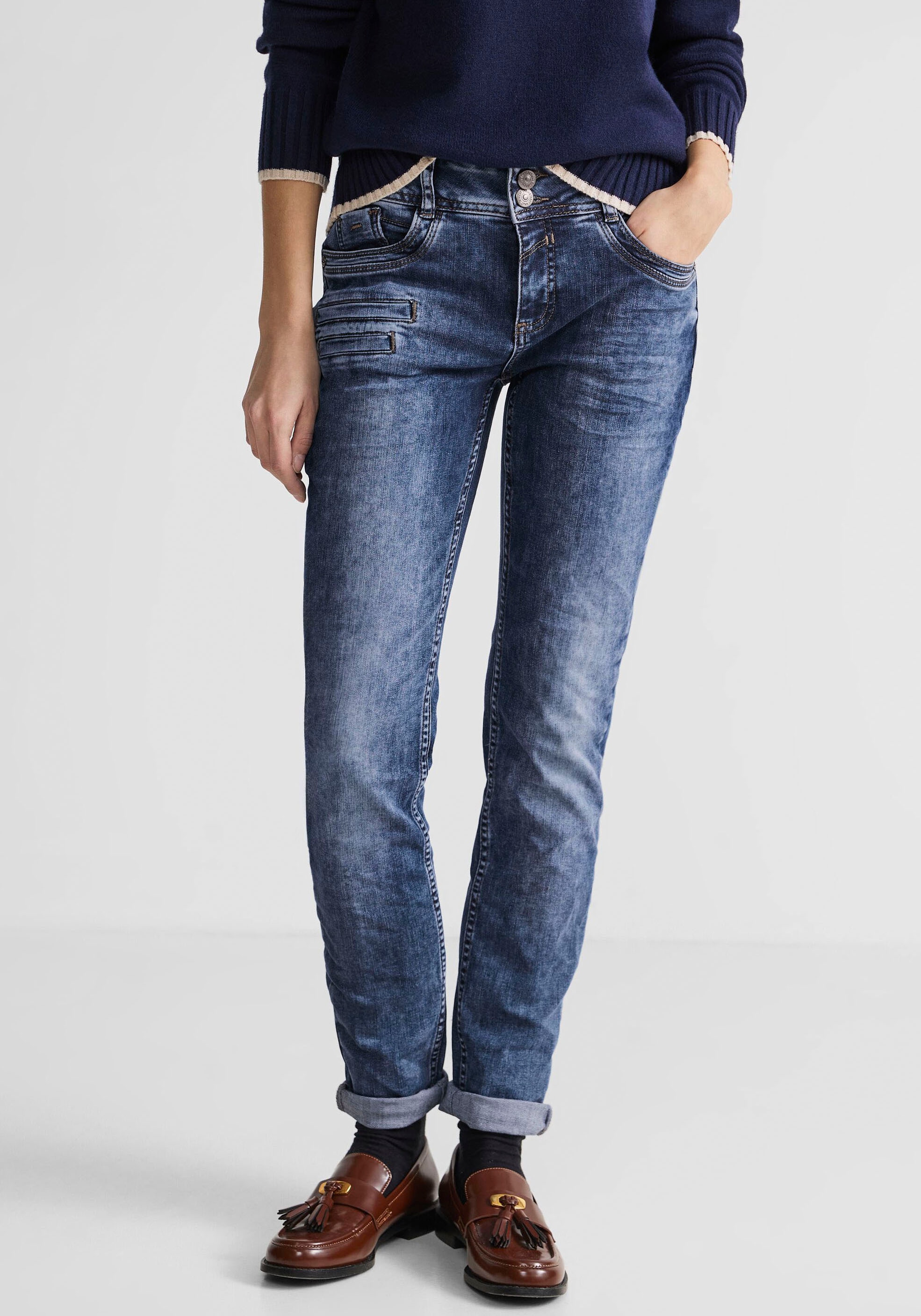 STREET ONE Slim-fit-Jeans, mit dekorativen Taschen vorne bei OTTO