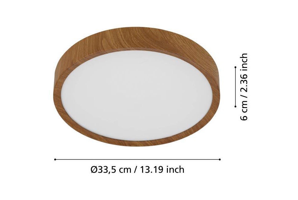 EGLO Deckenleuchte »MUSURITA Deckenlampe, Wohnzimmerlampe, Holz-Optik, Stahl + Kunststoff«, 1 flammig, Leuchtmittel LED-Modul | LED wechselbar, LED Deckenlampe, Wohnzimmer, Schlafzimmer, Küche, Flur, modern, 34x6cm