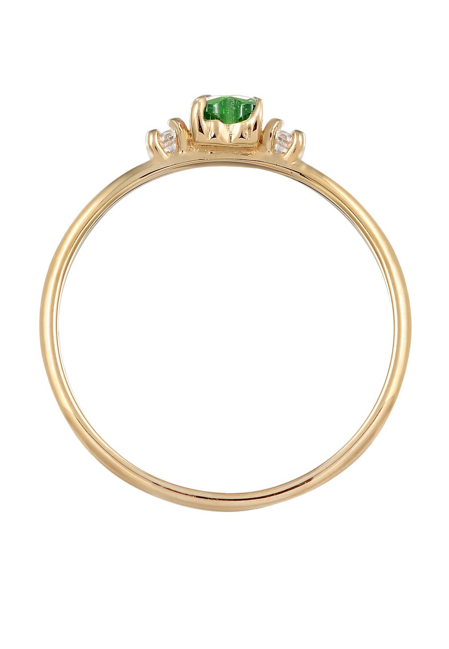 Elli Silberring »Ring Herz Zirkonia Grün 925 Sterling Silber vergoldet«