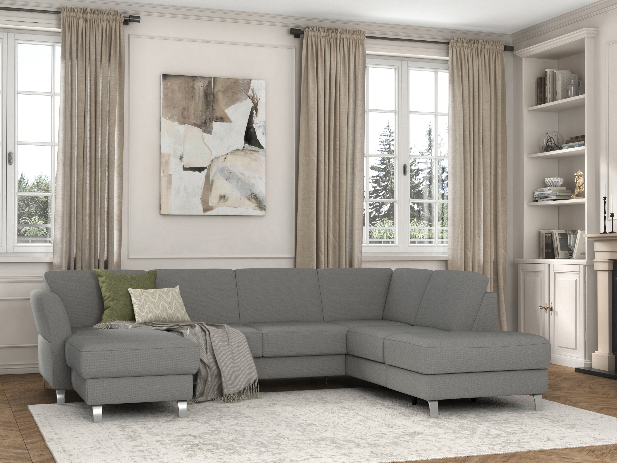 sit&more Wohnlandschaft »Visby U-Form«, Wahlweise mit Bettfunktion und Stauraum, frei im Raum stellbar