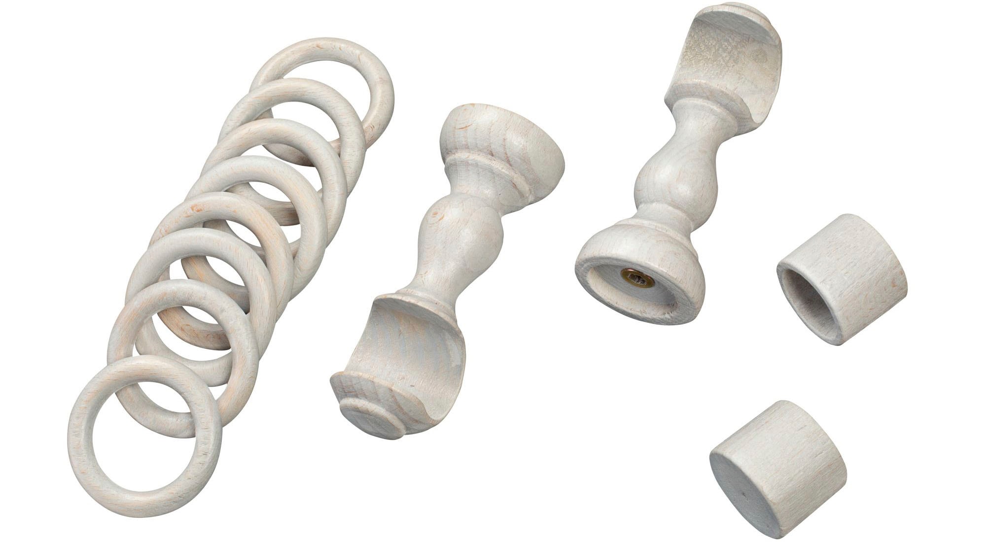 SN DECO GROUP Gardinenstange »Cafiro« 1 läufig-läufig Fixmaß 28 mm, Holz, verschiedene Längen und Farben, Komplettset