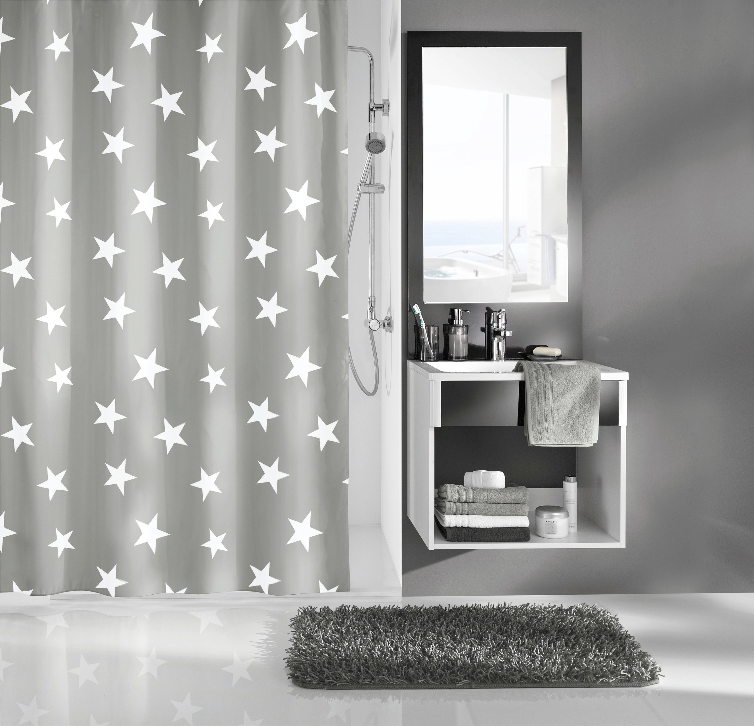 Kleine Wolke Duschvorhang »Nova«, Breite 180 cm, (1 tlg.), platin