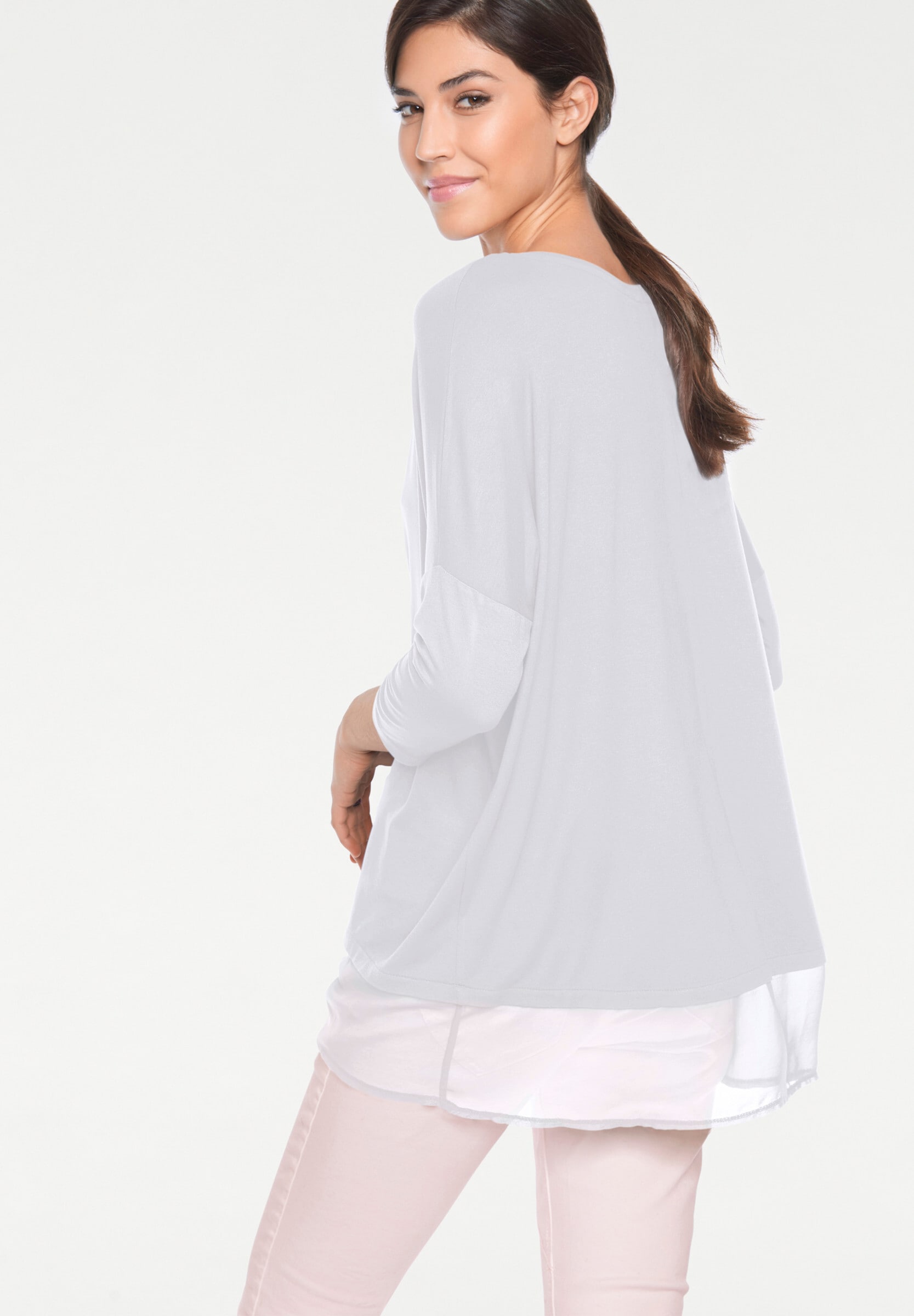 heine T-Shirt »Oversized Shirt Oversize-Shirt mit Chiffon-Saum«