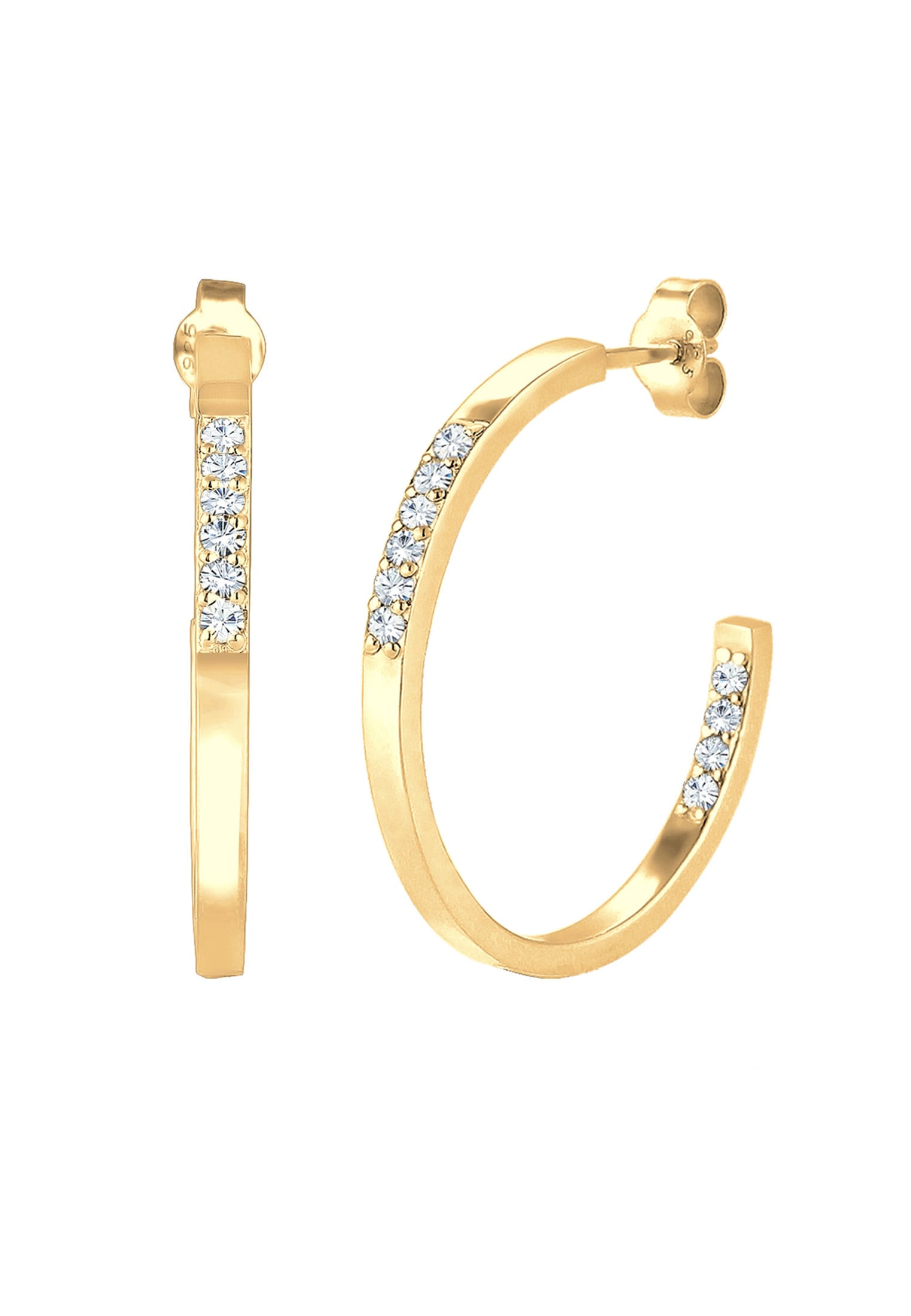 Elli Paar Creolen »Ohrringe Creolen mit Glas Kristallen Weiß 925 Sterling Silber, mit Kristallen von Swarovski®«