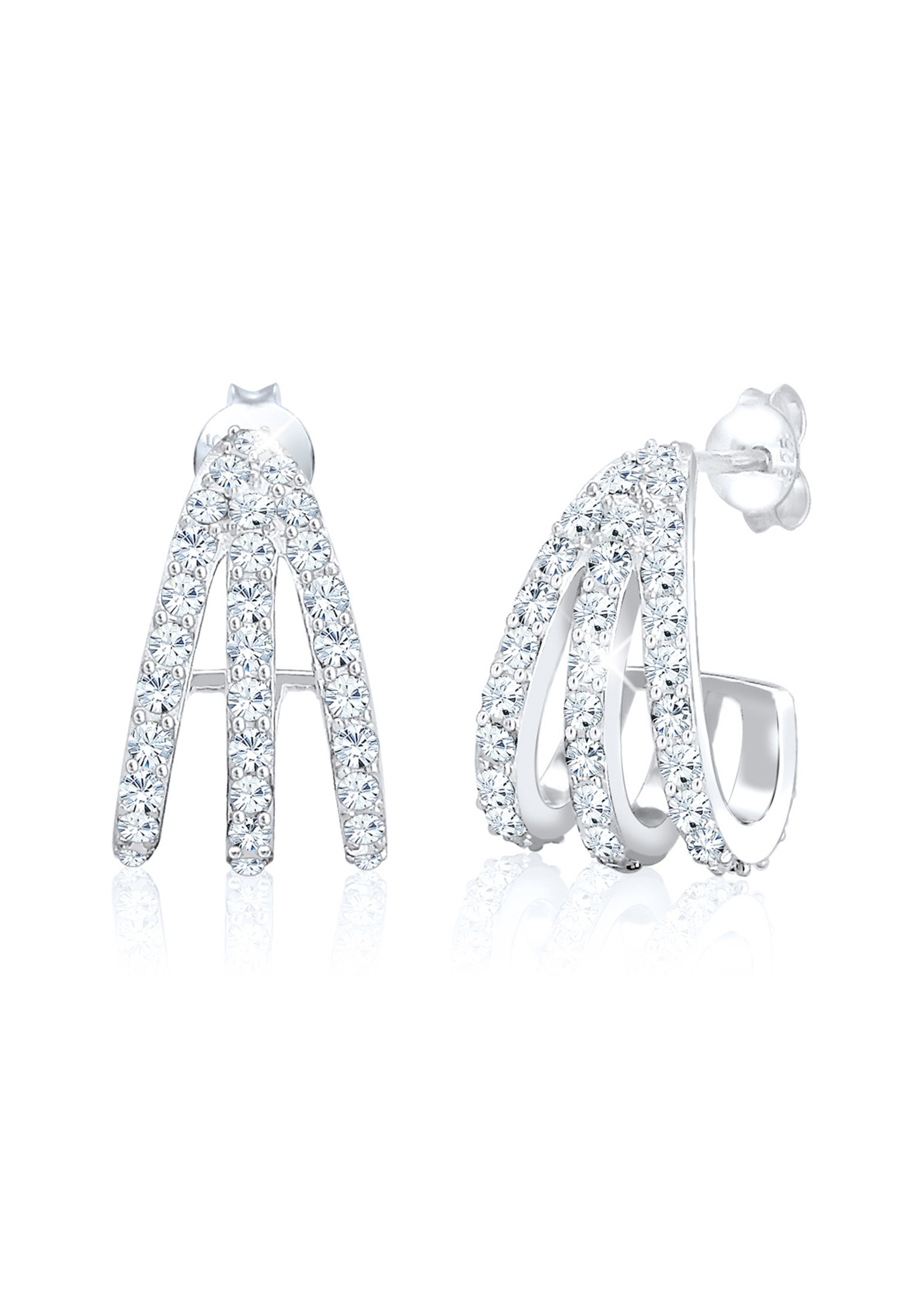 Elli Paar Creolen »Ohrringe Creolen Weiß 925 Sterling Silber, mit Kristallen von Swarovski®«