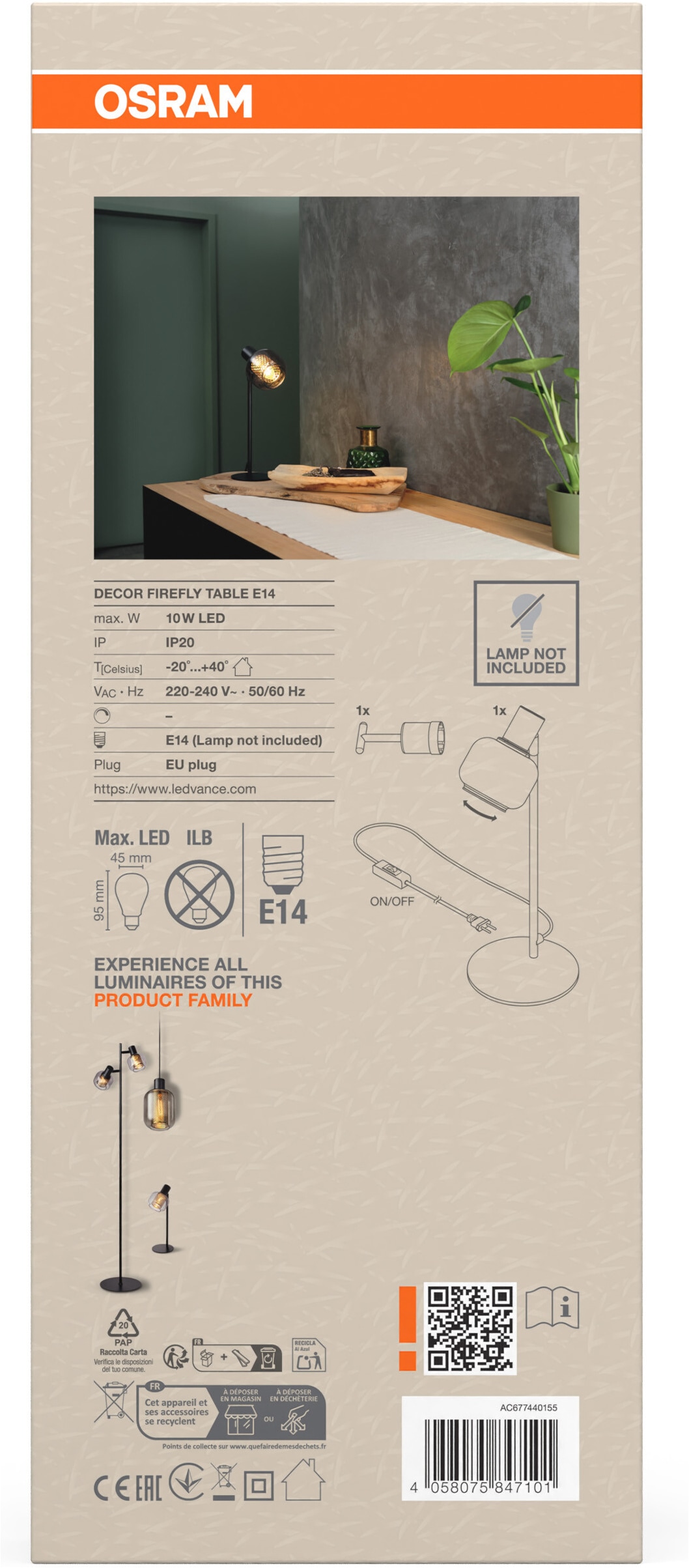 Osram Tischleuchte »Decor Firefly« E14 1 Stk. schwarz, E14, Stahl