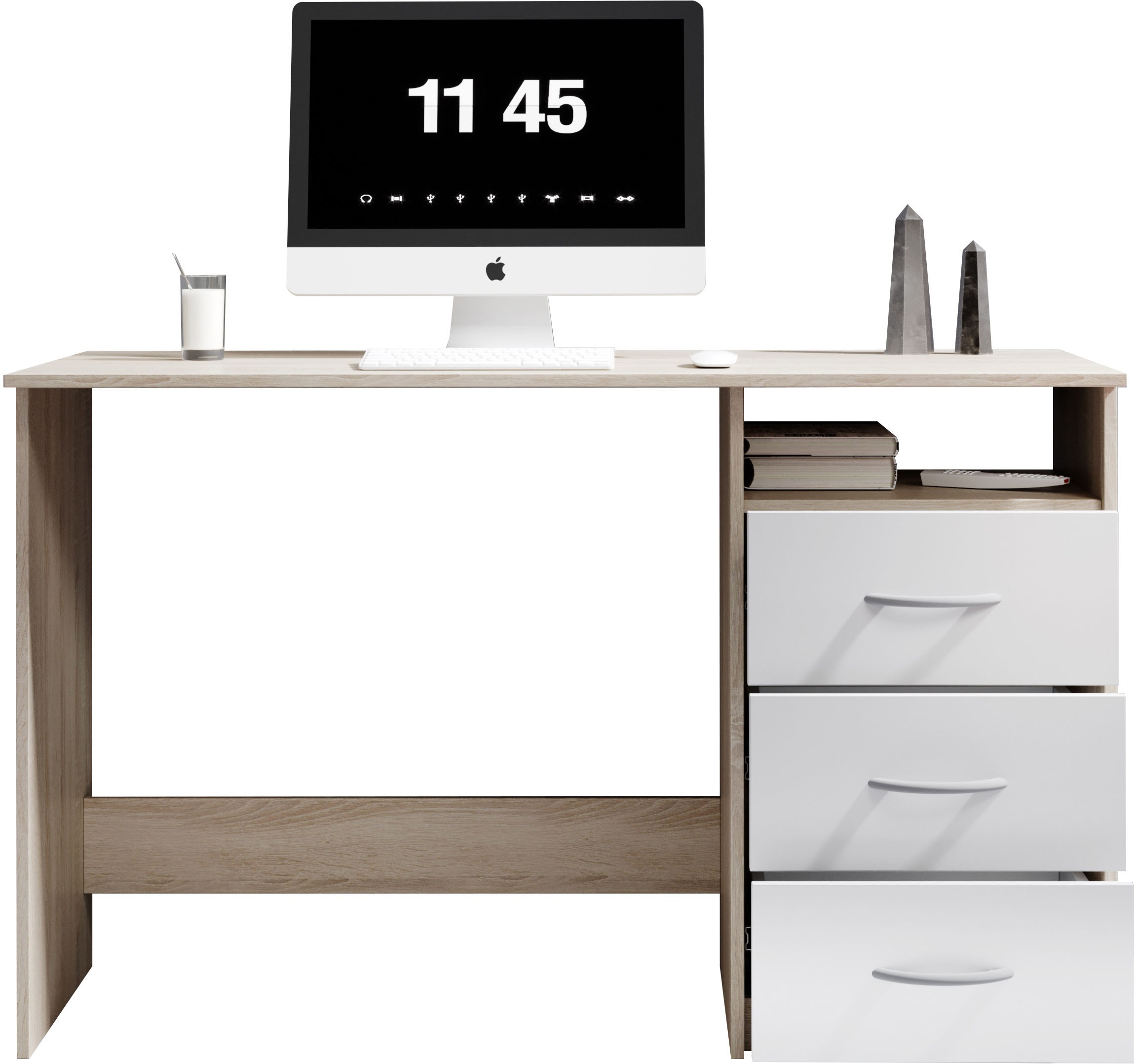 BEGA OFFICE Schreibtisch »Adria, Computertisch,« Schubkästen rechts oder links montierbar, Breite 123 cm