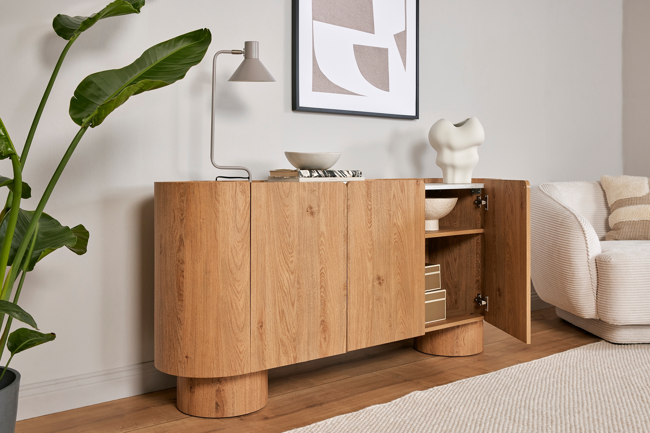 Jahnke Sideboard »CIRCO SB 160« 1 Stk. tlg. Sideboard, 3-türig, gerundetes Design, Marmor-Look, Breite 160 cm