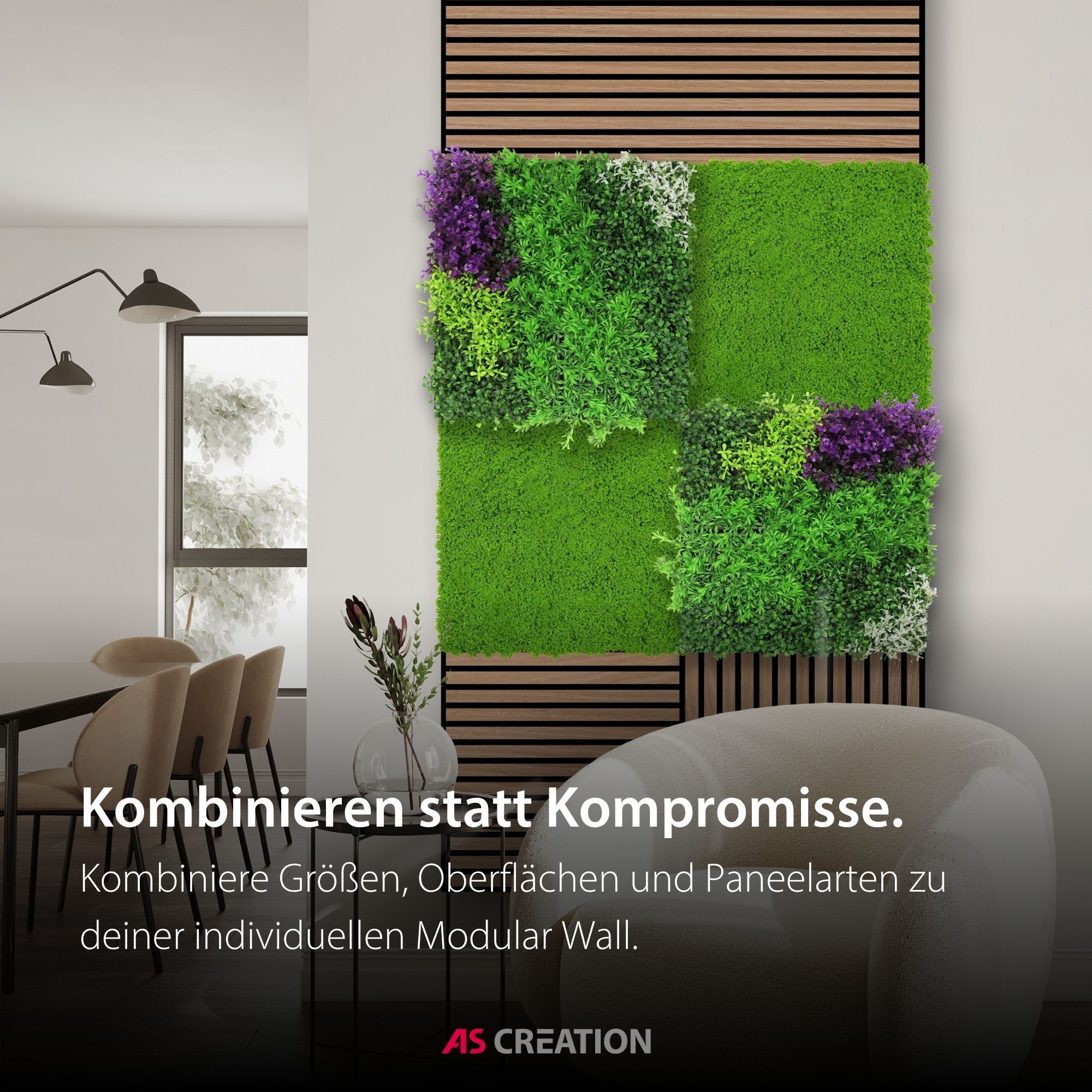 Architects Paper Wandpaneel »A.S. Création Modular Wall Wandpaneel Pflanzenoptik« 1 tlg. Kunstpflanzen auf rPET-Filz für farbstarke botanische 3D-Wände