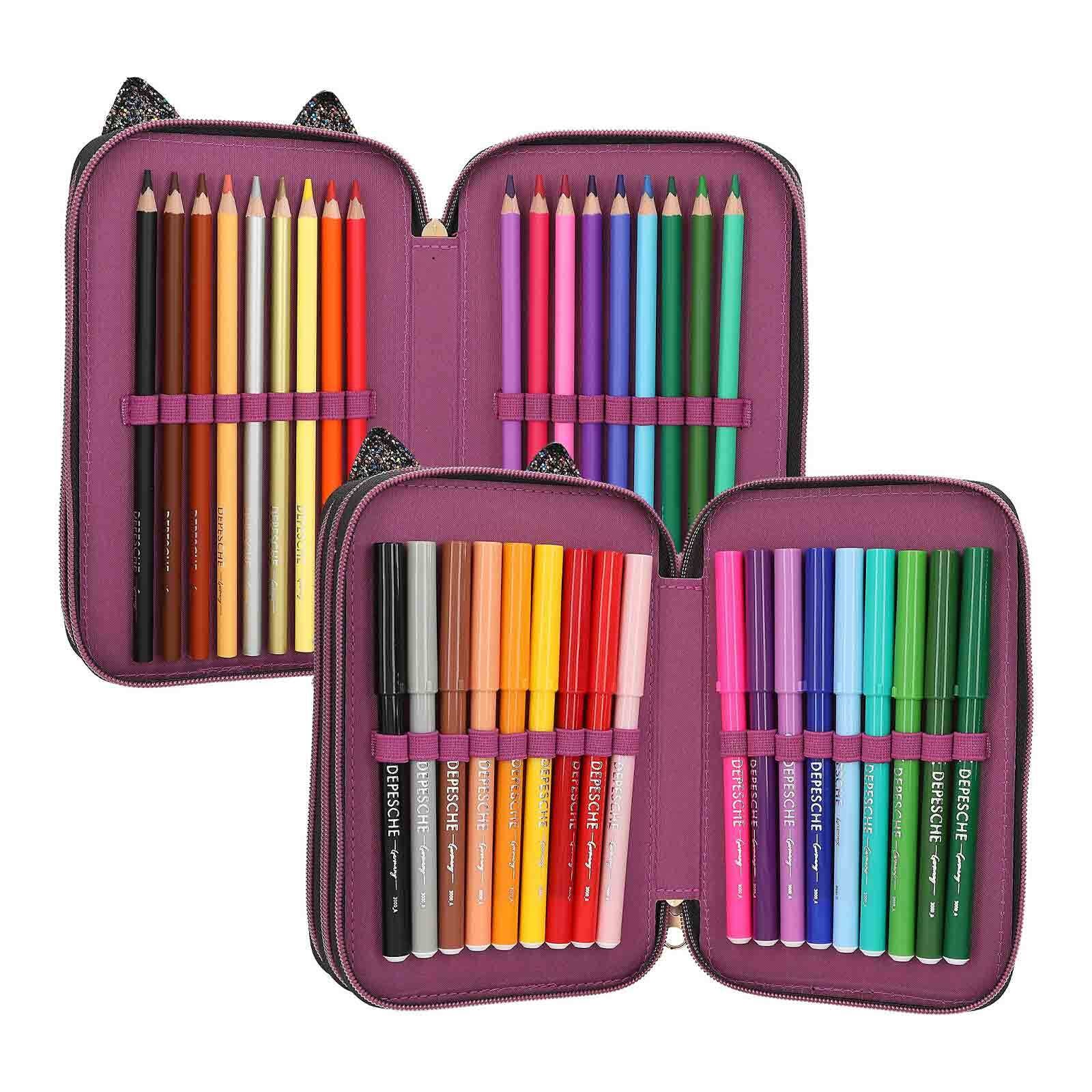 Depesche Buntstift »3-Fach Federtasche REBEL KITTY TOPModel 7,5 x 13 x 20 cm bunt«