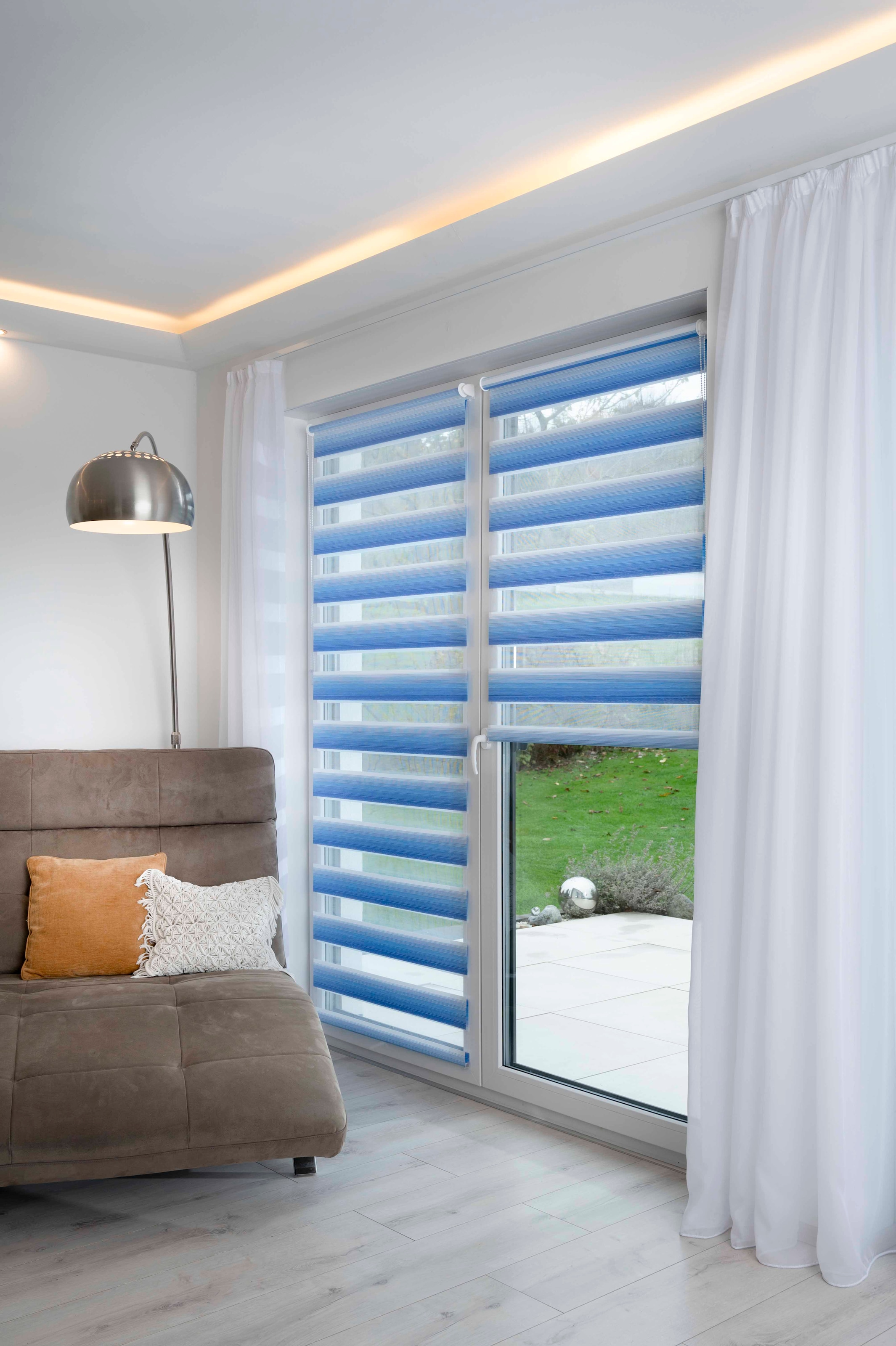 K-HOME Doppelrollo »Doppelrollo mit schönen Farbverlauf« Lichtschutz ohne Bohren freihängend