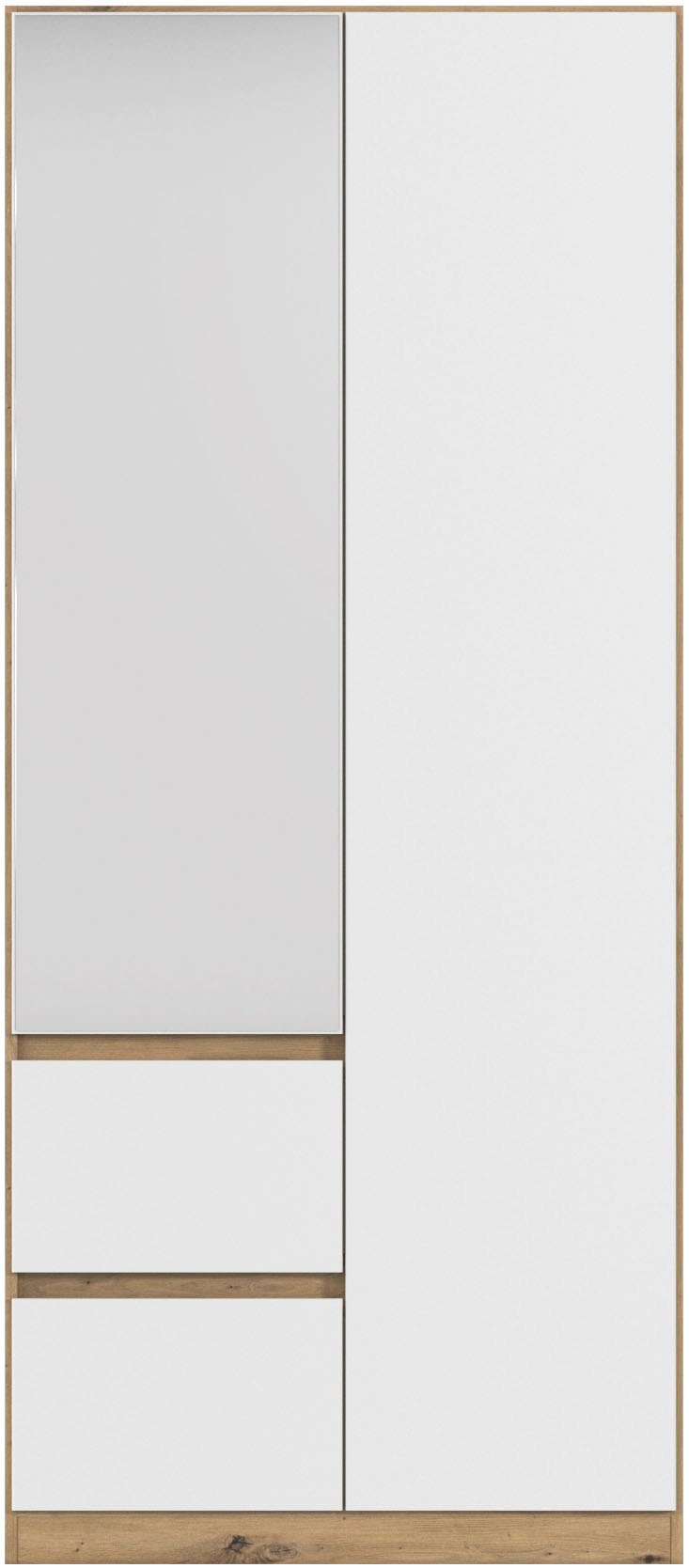 rauch Drehtürenschrank »Schrank Garderobe MAINZ Breiten 91/136/181/226/271/315/360, Höhe 210cm« 3 verschiedene Ausstattungen BASIC/CLASSIC/PREMIUM (inkl. SOFT-CLOSE),  grifflose Front, Außentüren mit Push-to-Open Funktion MADE IN GERMANY