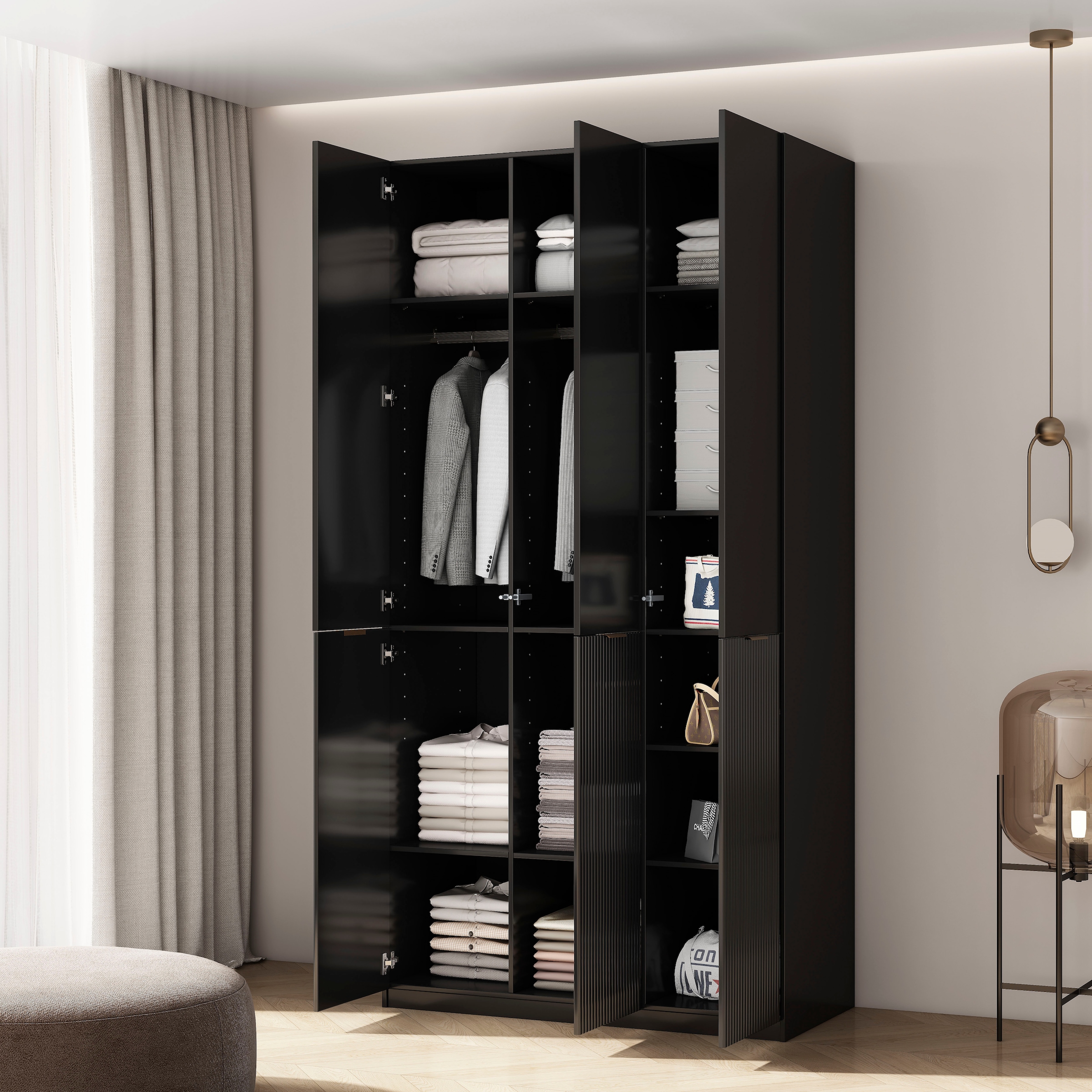 OTTO home Kleiderschrank »Jorella Schlafzimmerschrank Garderobe mit Softclose« eleganter Schlafzimmerschrank Rillendesign Trend Breite 121cm