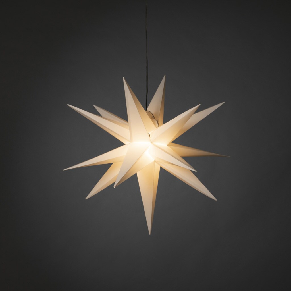 KONSTSMIDE LED Stern »Weißer 3-D Kunststoffstern«, 1 St., Warmweiß, inkl. Leuchtmittel, 1 warm weiße Diode, E-Trafo 12V/12W Dimmer (IP44)