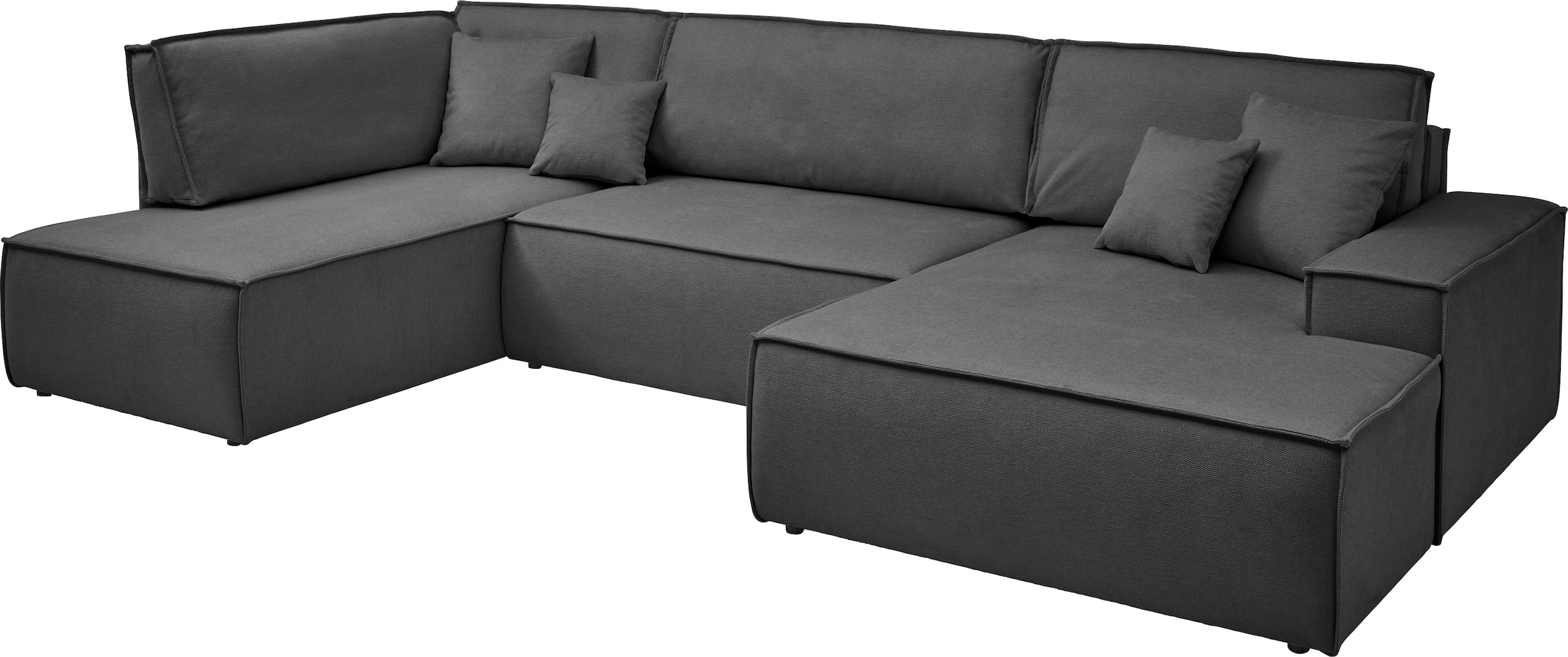 andas Wohnlandschaft »FINNLEY U-Form XXL 329 cm, Schlafsofa, Schlaffunktion m. Bettkasten«, (194/139 cm), Bouclé, Struktur und Cord