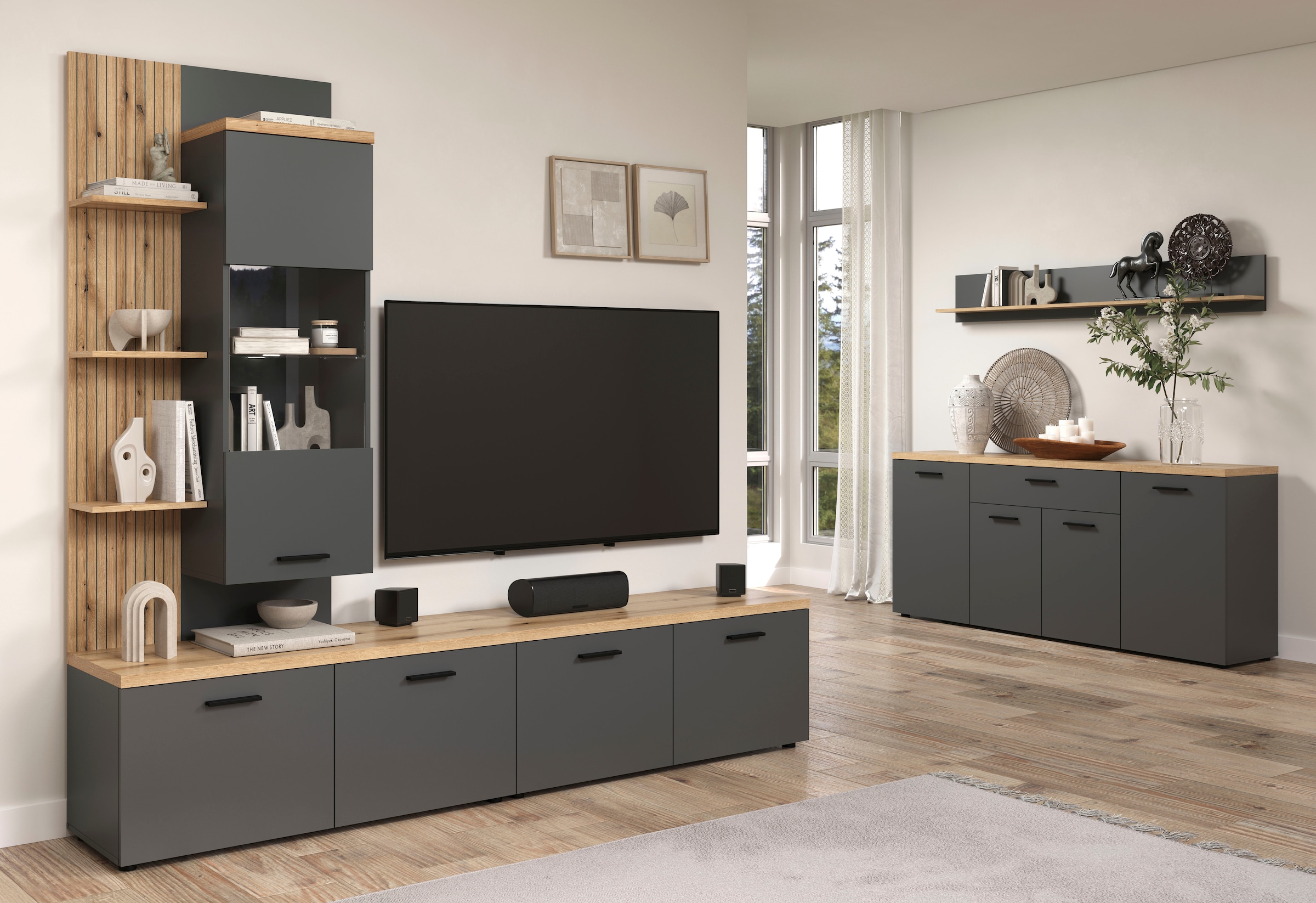 Home affaire Hängevitrine »Bajo« 1 Stk. tlg. Hängeschrank mit 1 Tür & 1 Glasboden – (B/T/H) 80/32/161 cm