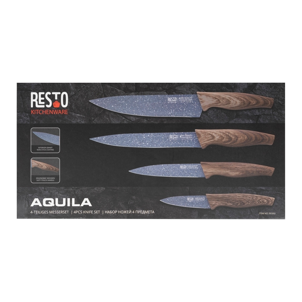 RESTO Kitchenware Messer-Set »Aquila, Edelstahlmesser 4-teilig in Magnet-Geschenkbox« Kochmesser, Tranchiermesser, Universalmesser, Gemüsemesser