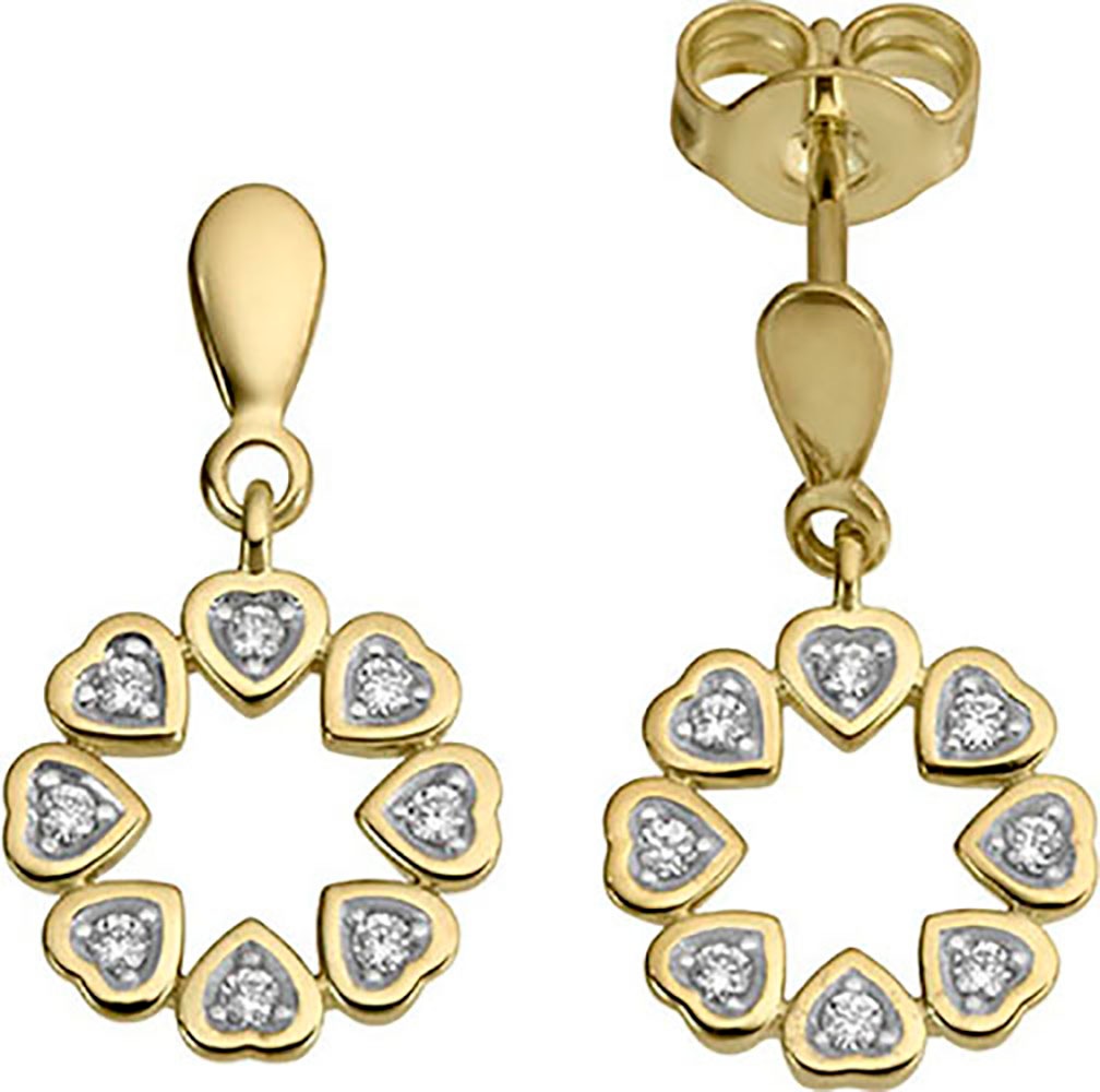 Firetti Paar Ohrstecker »Schmuck Geschenk Gold 333 Ohrschmuck Ohrringe Kreis rund Herz«, mit Zirkonia (synth.)