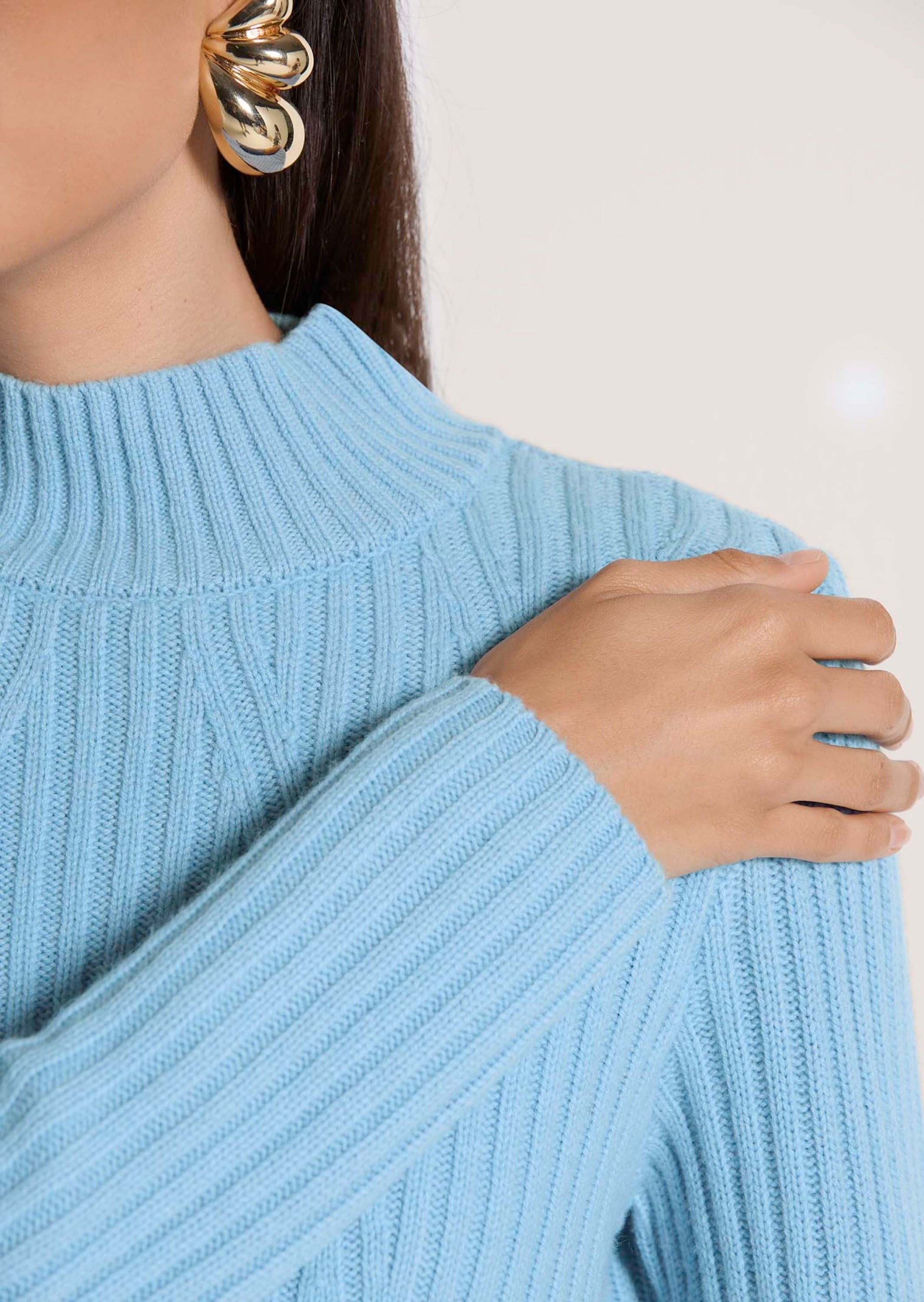 MADELEINE Stehkragenpullover »Schurwollpullover Winterpullover mit Stehkragen« Rippenstrick-Muster