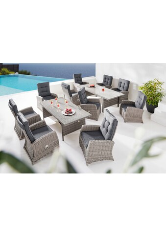 Garten-Essgruppe »Monaco«, (Set, 31 tlg., 10x Sessel, 1xTisch 200-366x100x75,5cm,...