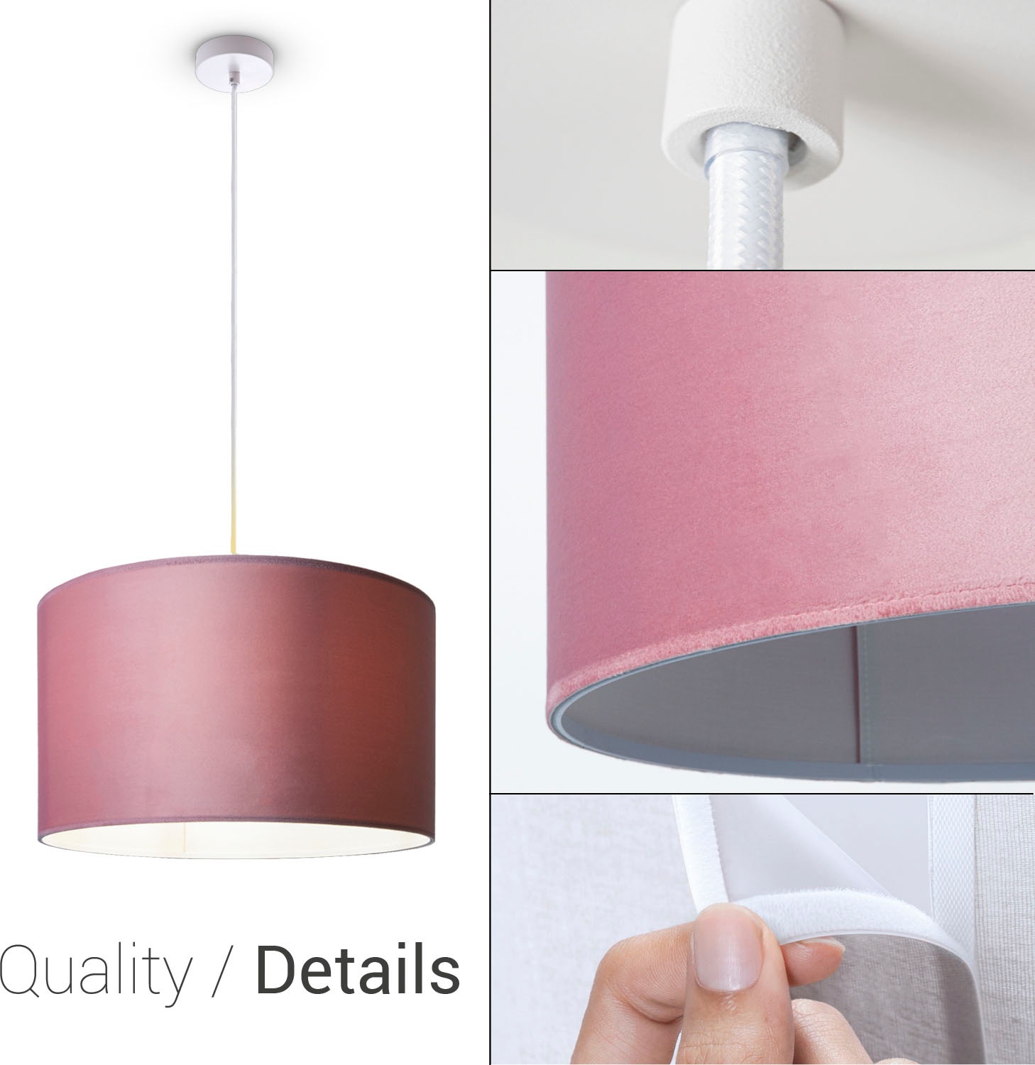 Paco Home Pendelleuchte »Hugo uni Color«, Leuchtmittel E27 | ohne Leuchtmittel, Wohnzimmer Lampenschirm aus Velour Unifarben Deko E27 Kabel 1,5m