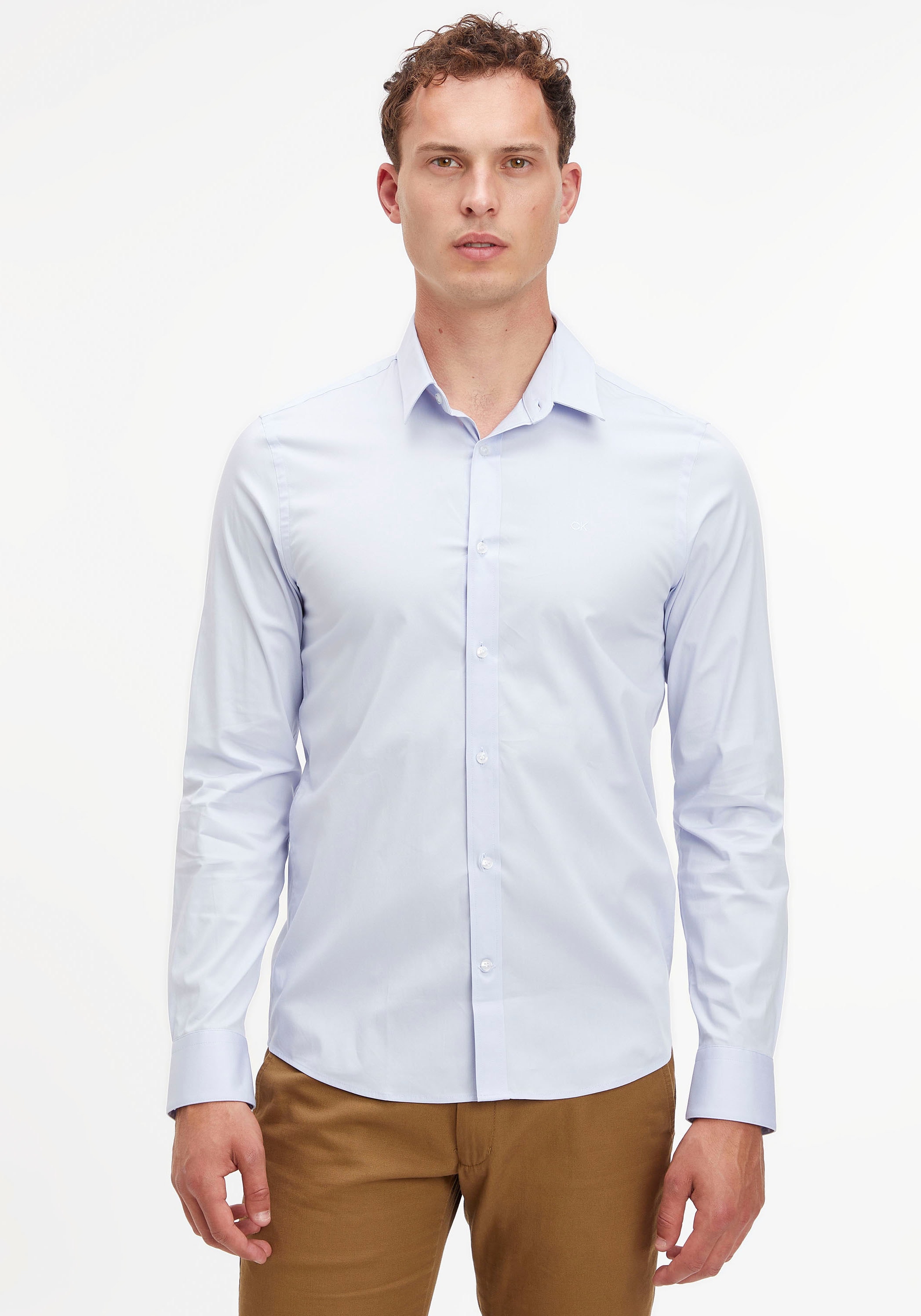 Calvin Klein Businesshemd »STRETCH POPLIN SLIM SHIRT«, mit Calvin Klein Logo auf der Brust