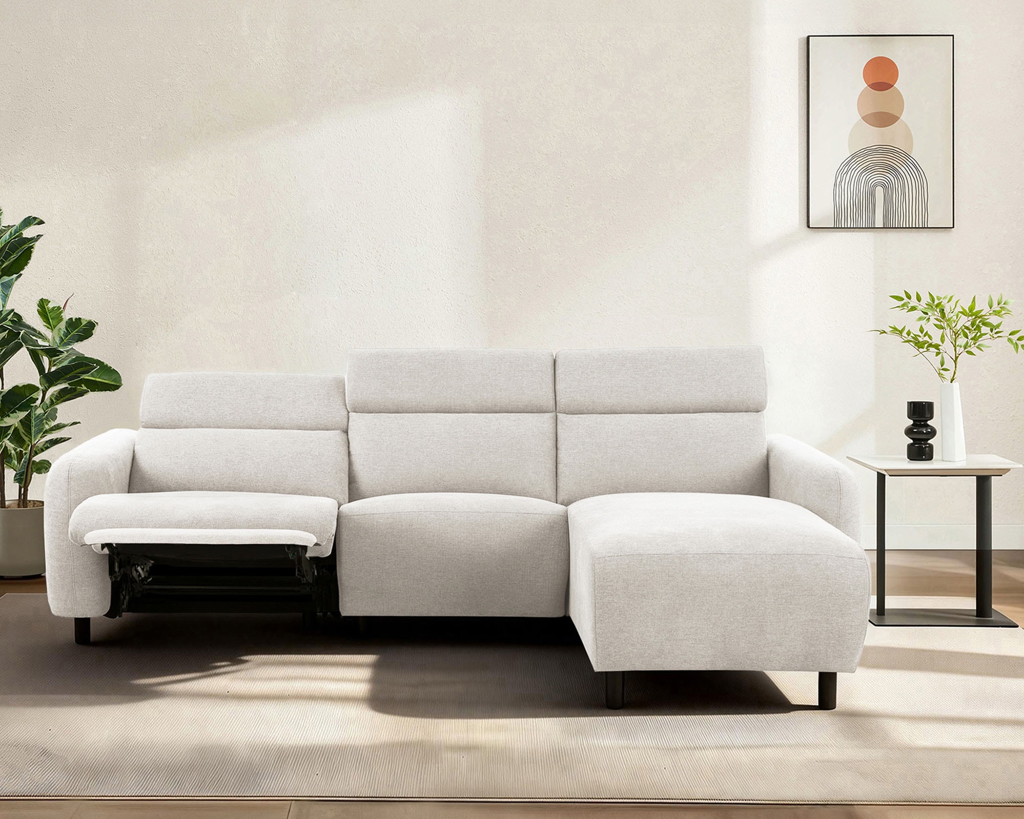 OTTO home Ecksofa »SKAANE Struktur, L-Form, 274 cm, manuelle/elektrische Relaxfunktion,« 274 cm, mit Kopfteilverstellung und man. oder elektr. Relaxfunktion