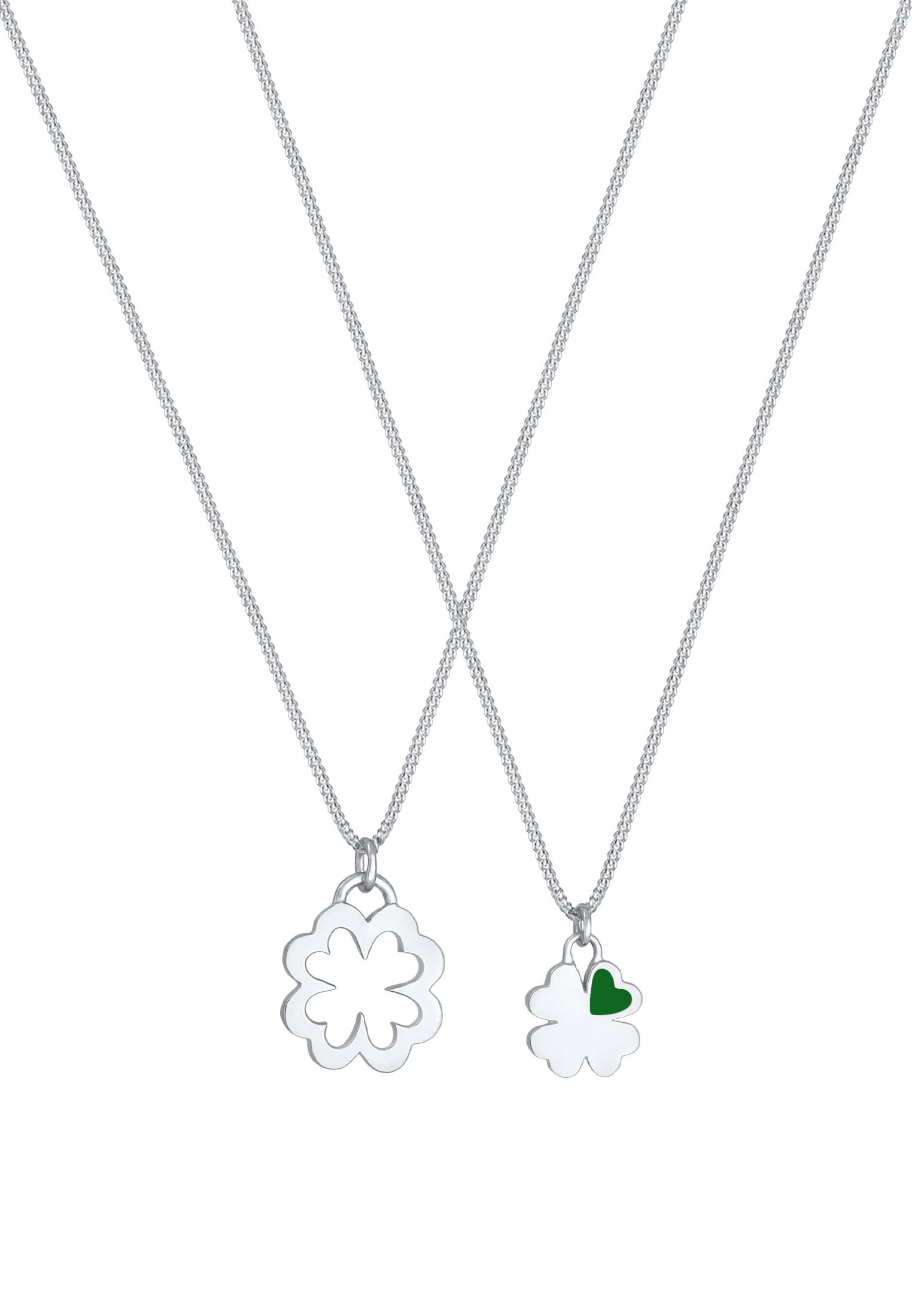 Elli Ketten-Set »Halskette Kleeblatt Herz Anhänger Mutter Kind Set 925 Silber«