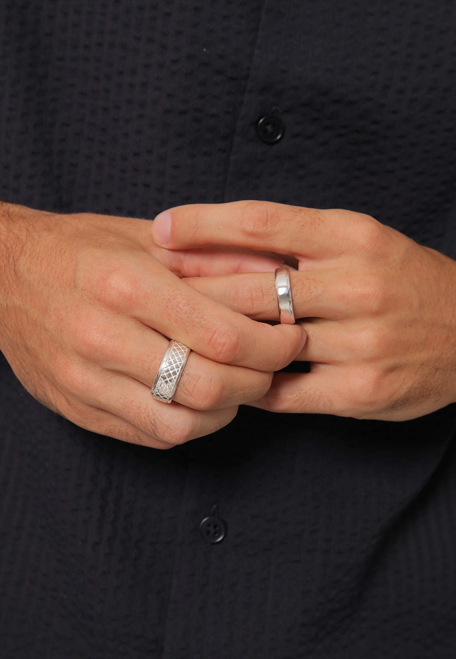Kuzzoi Ring-Set »Ring Herren Bandring Basic 2er Set 925 Silber«