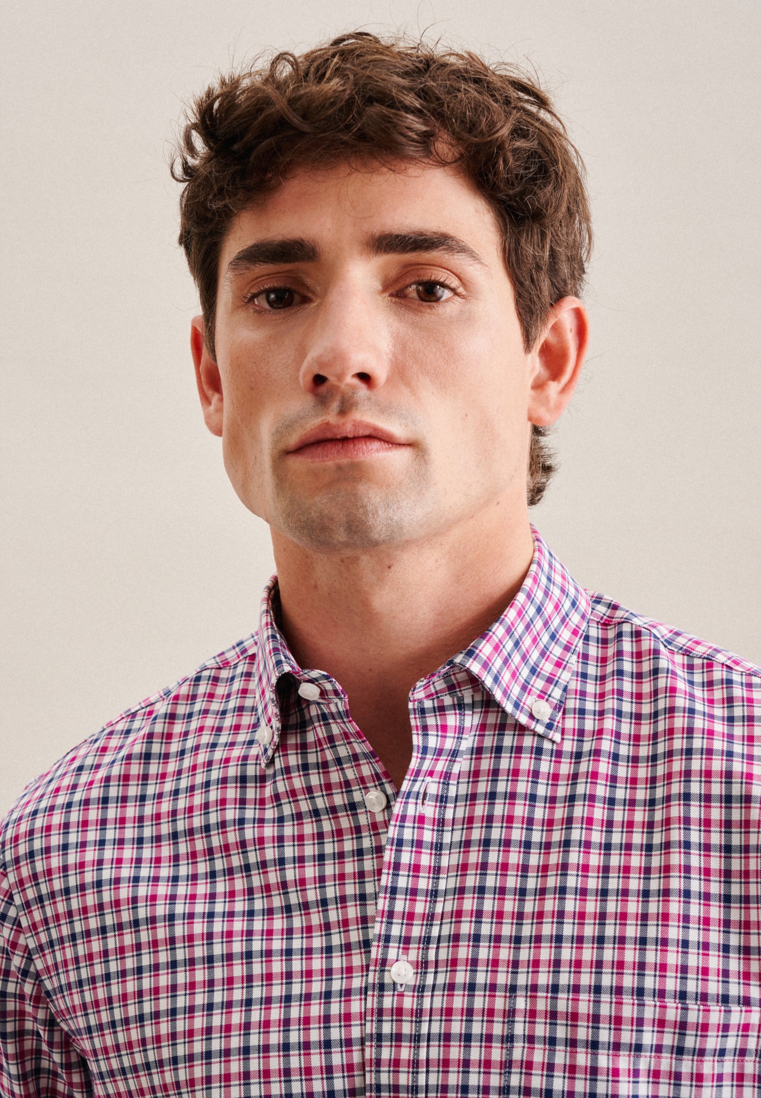 seidensticker Businesshemd »Regular«, Regular Langarm Button-Down-Kragen Karo