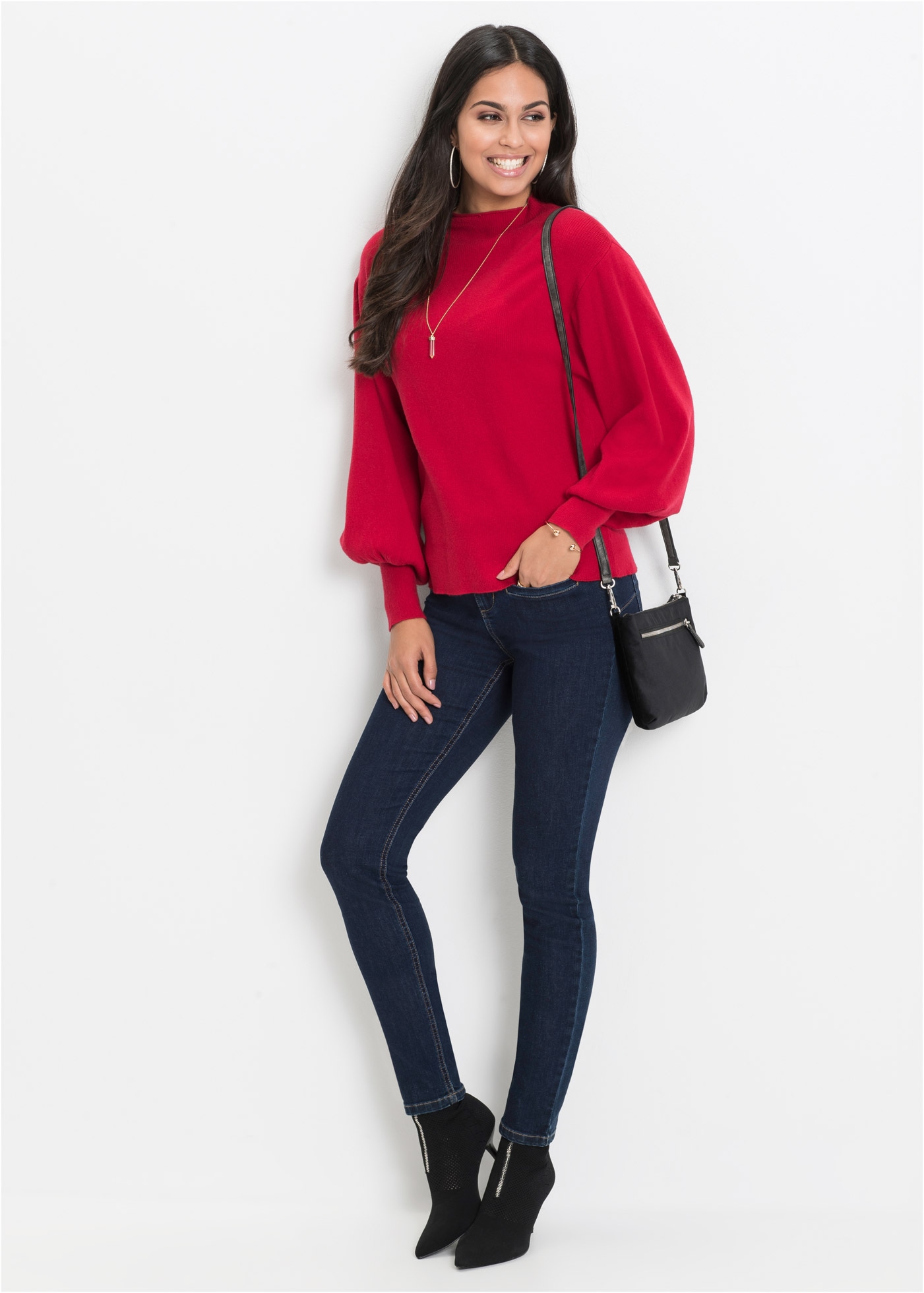 bonprix Strickpullover »Oversize-Pullover aus Viskose-Mix« toller Viskose-Mix, mit modischen Ballonärmeln mit breiten Bündchen