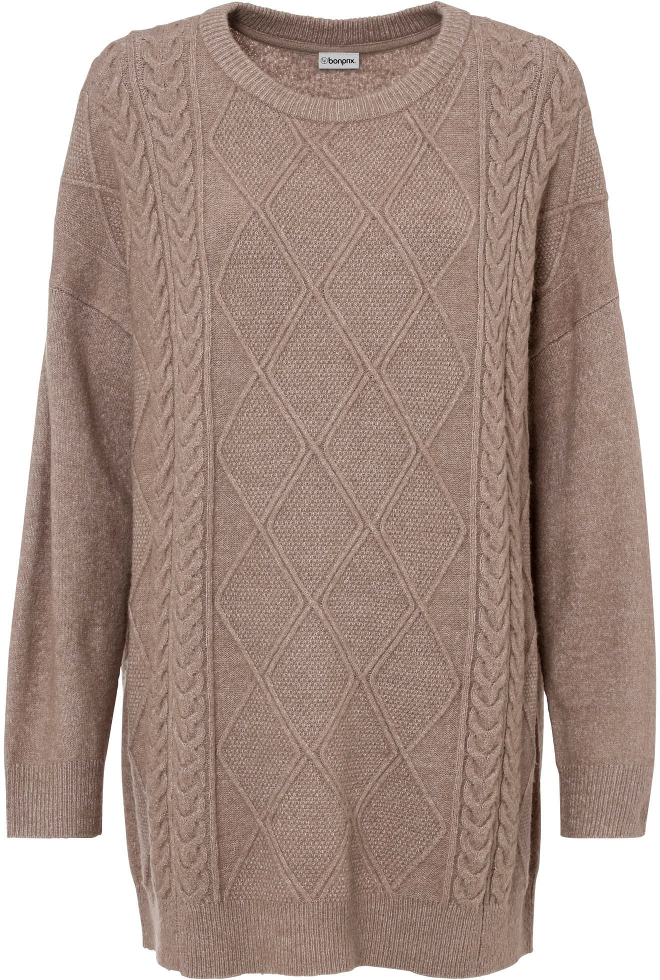 bonprix Strickpullover aus Polyacryl, Polyester und Elasthan, mit Zopfmuster