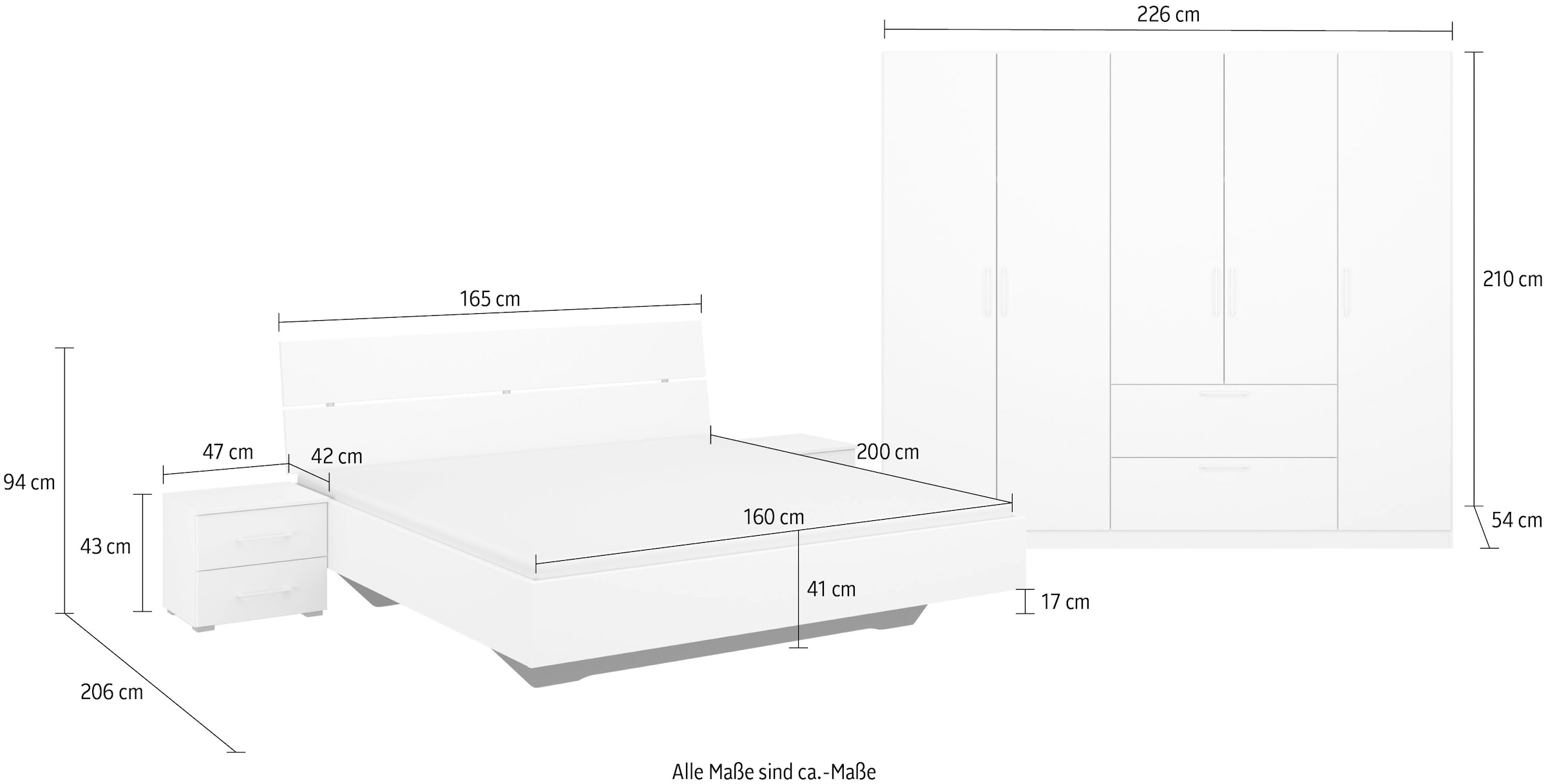 INOSIGN BY RAUCH Schlafzimmer-Set »Komplettschlafzimmer Schlafzimmer Challenger (Set 4-teilig)«, Schrank 2 Breiten, Bett 3 Breiten, 2 Nachttische MADE IN GERMANY