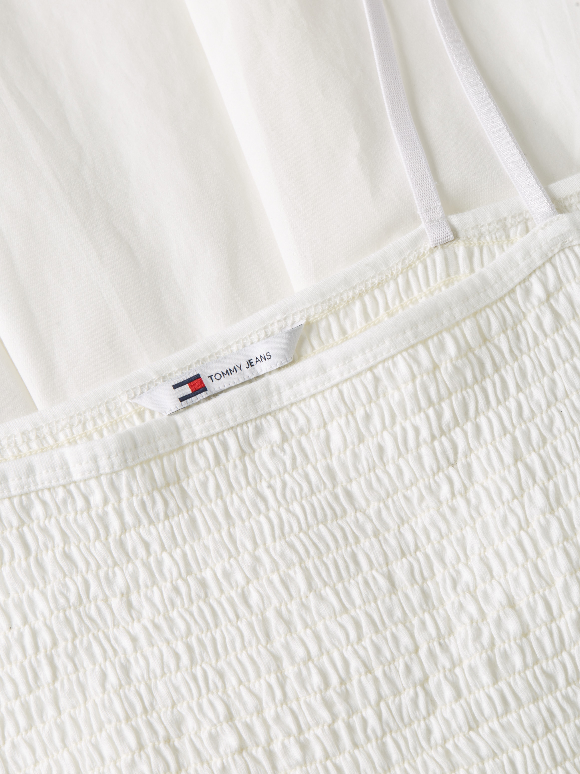 Tommy Jeans Trägerkleid »TJW SMOCK FABRIC MIX MAXI DRESS« Baumwolle, gesmoktes Oberteil, schmale Träger