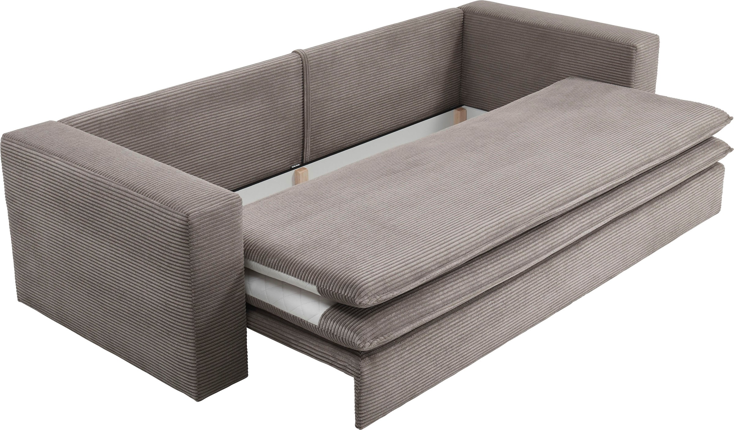 Places of Style 3-Sitzer »PIAGGE«, Cord-Bezug - mit Bettfunktion und Bettkasten, mit praktischem Topper